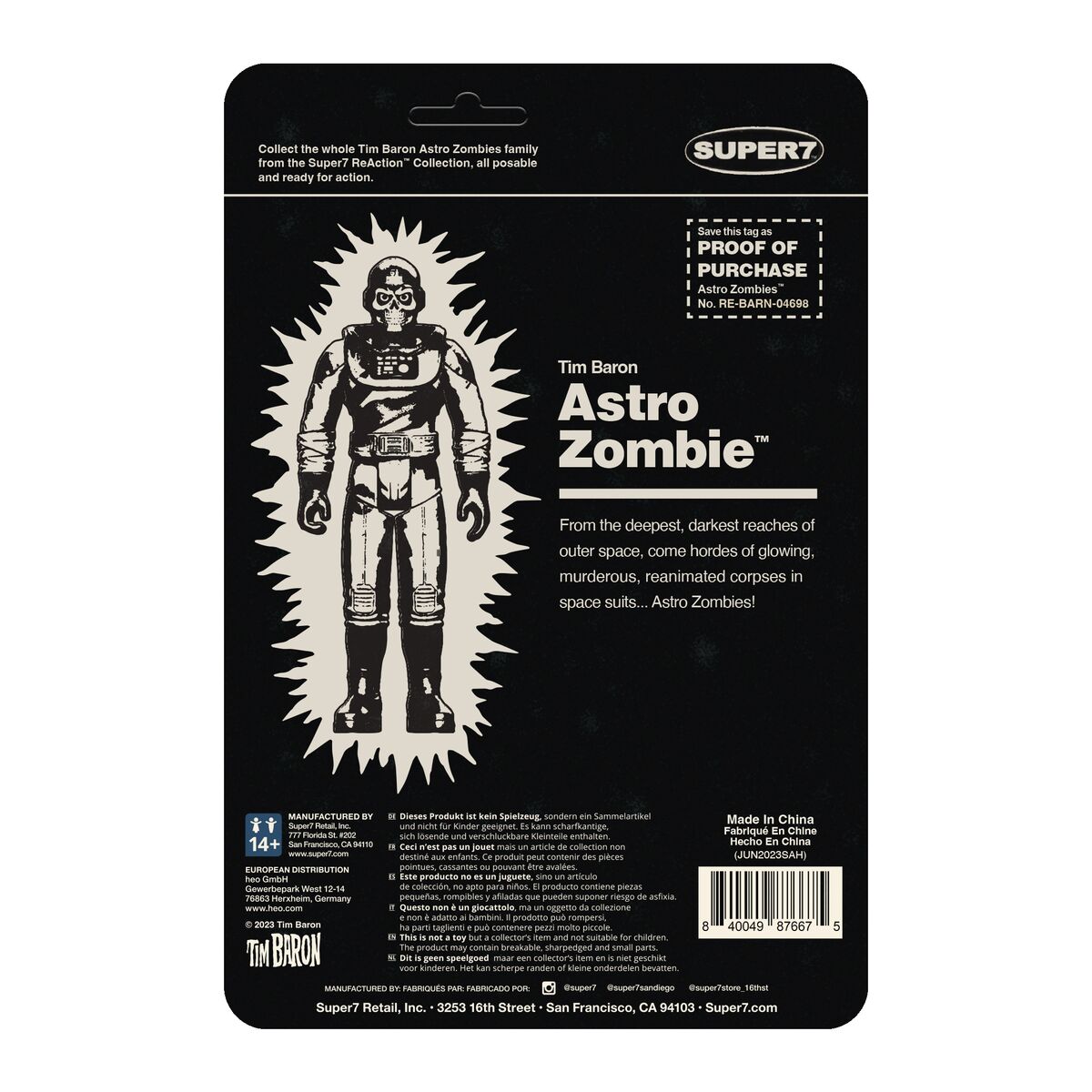 Super7 Astro Zombies ReAction Glow figurină fosforescentă