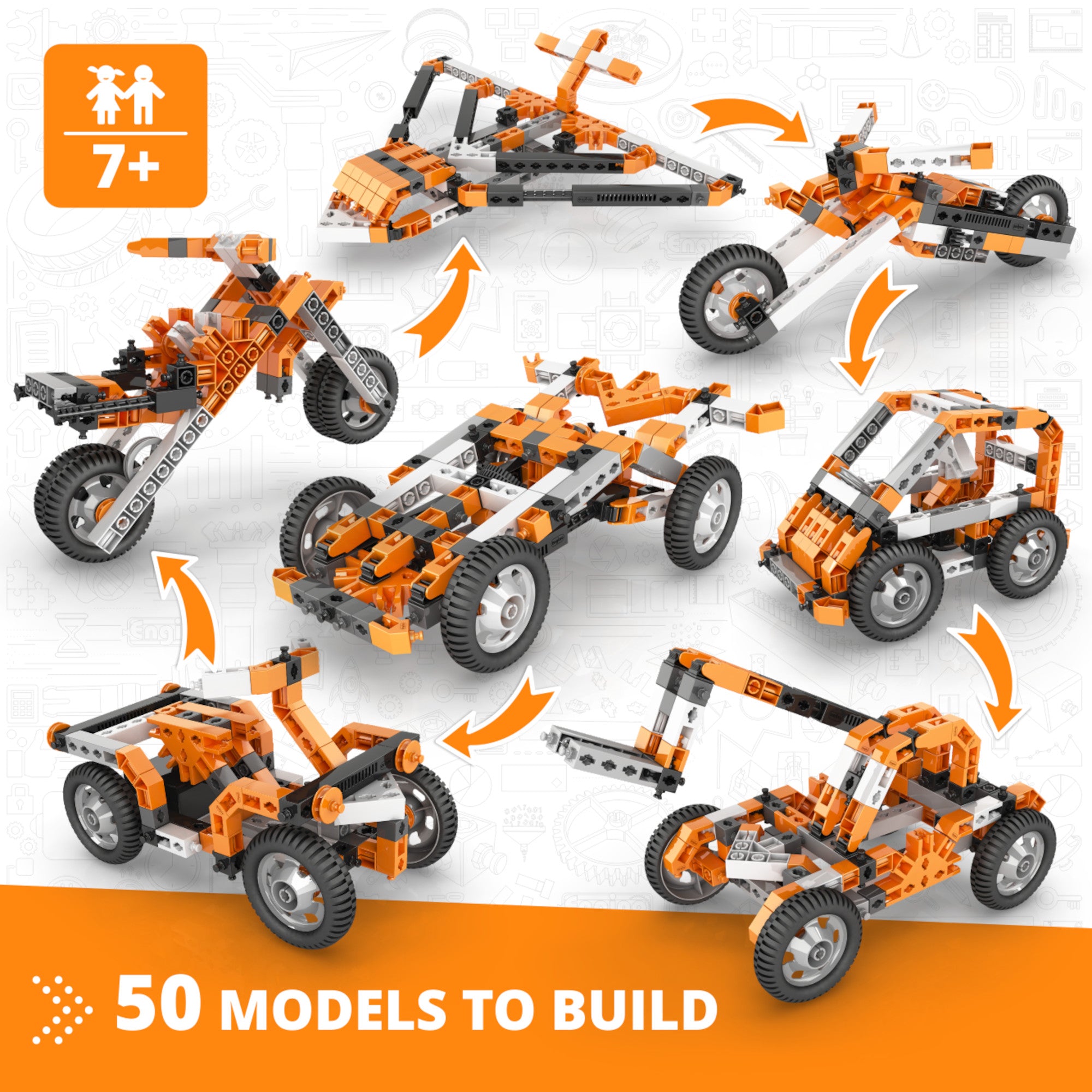 Engino Creative Builder 50 set constructie motorizat 50 modele