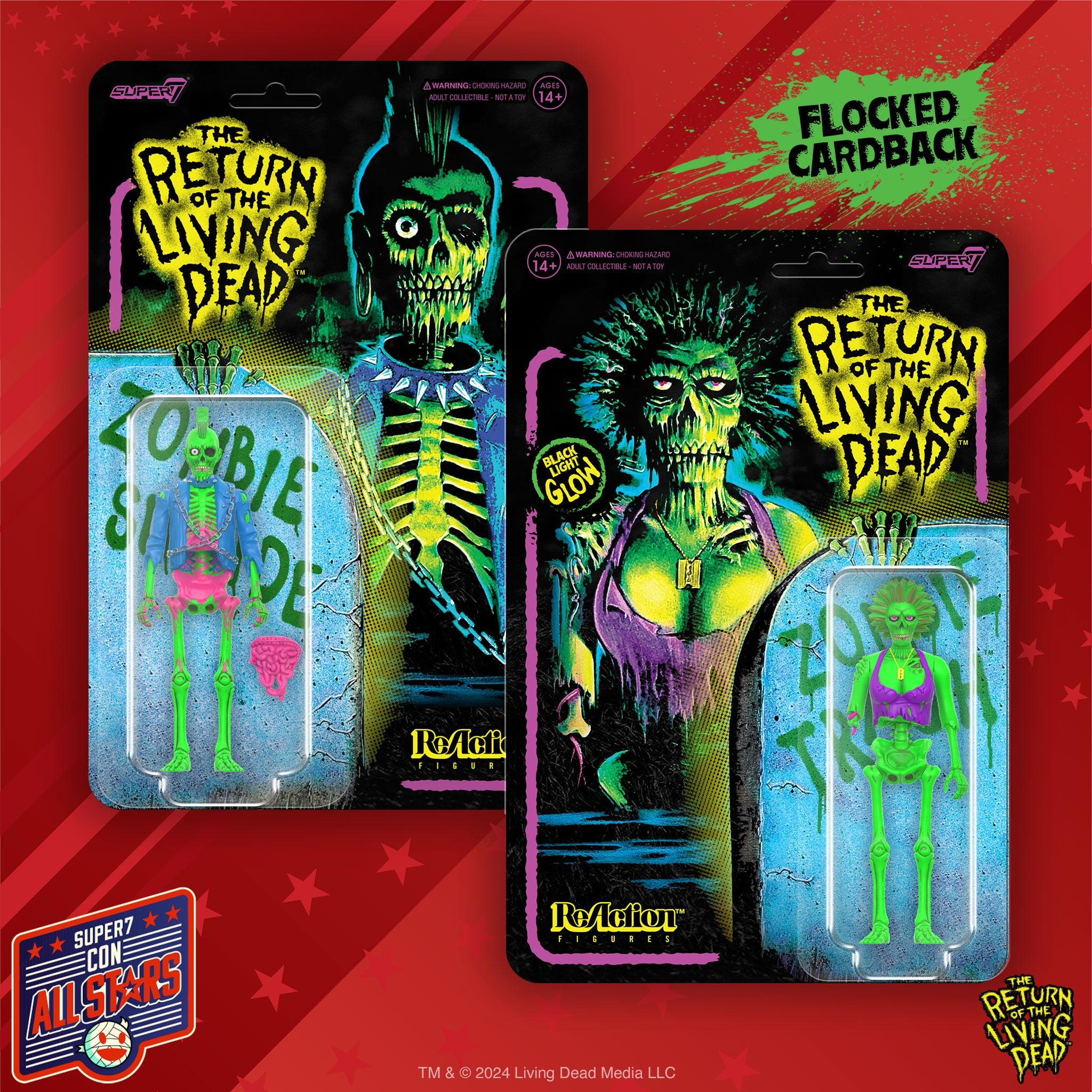 Super7 ReAction Wave 03 Zombie Trash Blacklight figurină