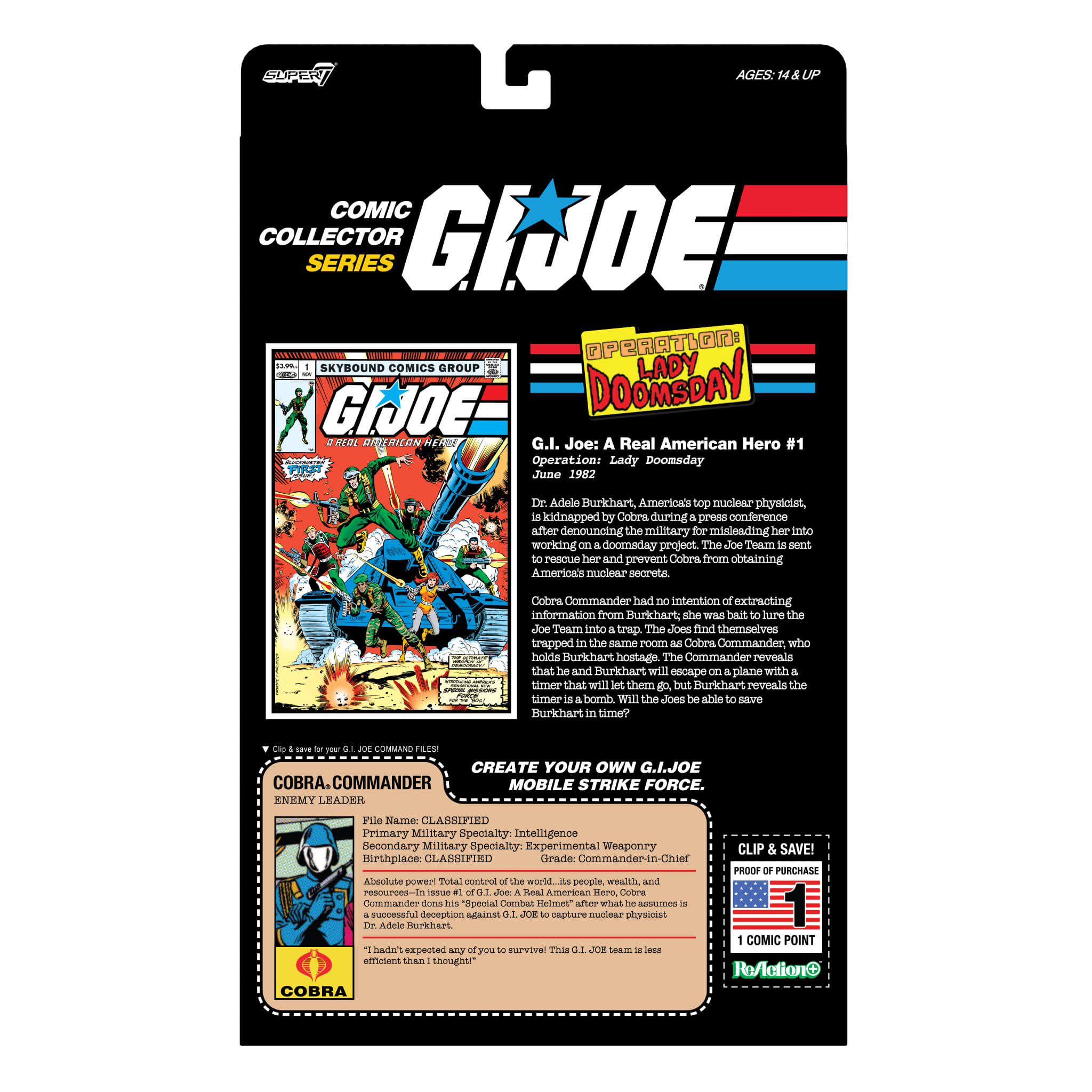 Super7 G.I. Joe ReAction+ Cobra Commander figurina set comic Issue 1