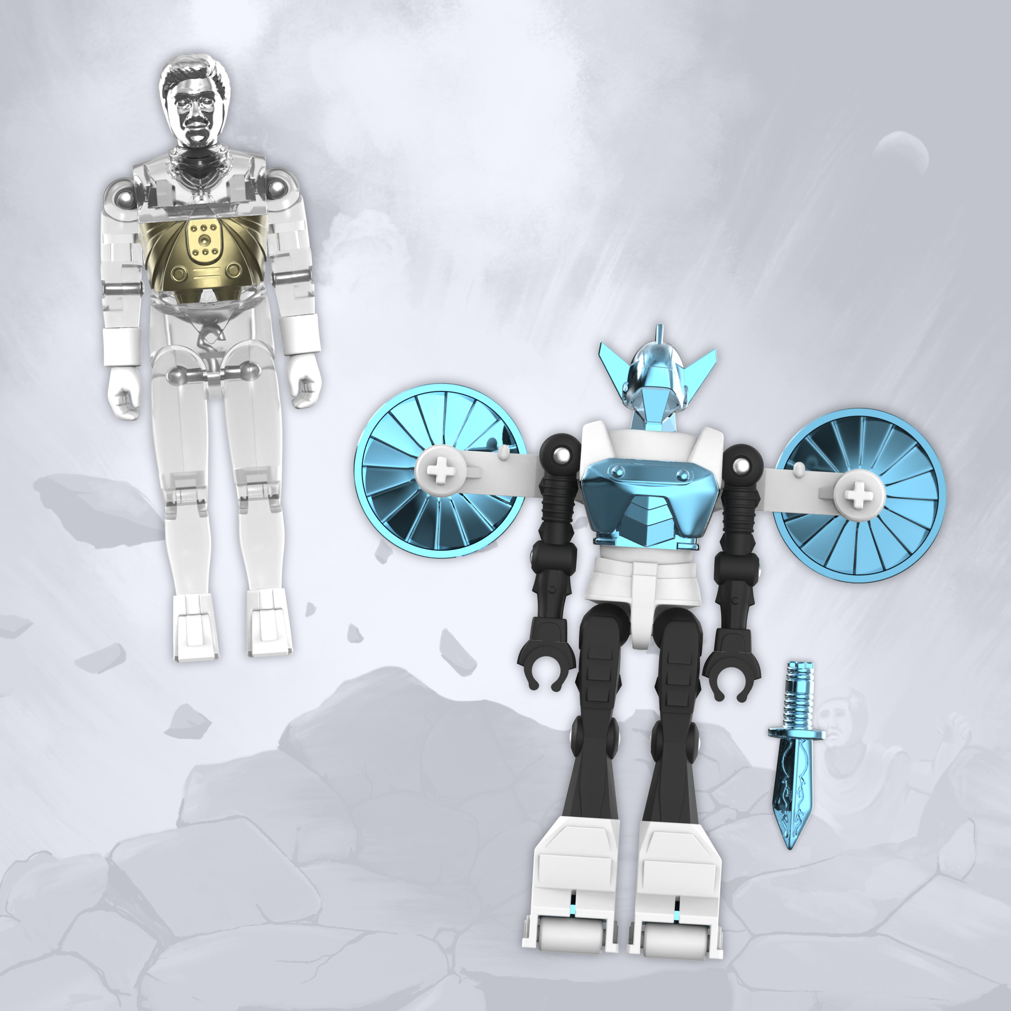 Super7 Micronauts Acroyear Time Traveler set 2 figurine Clear
