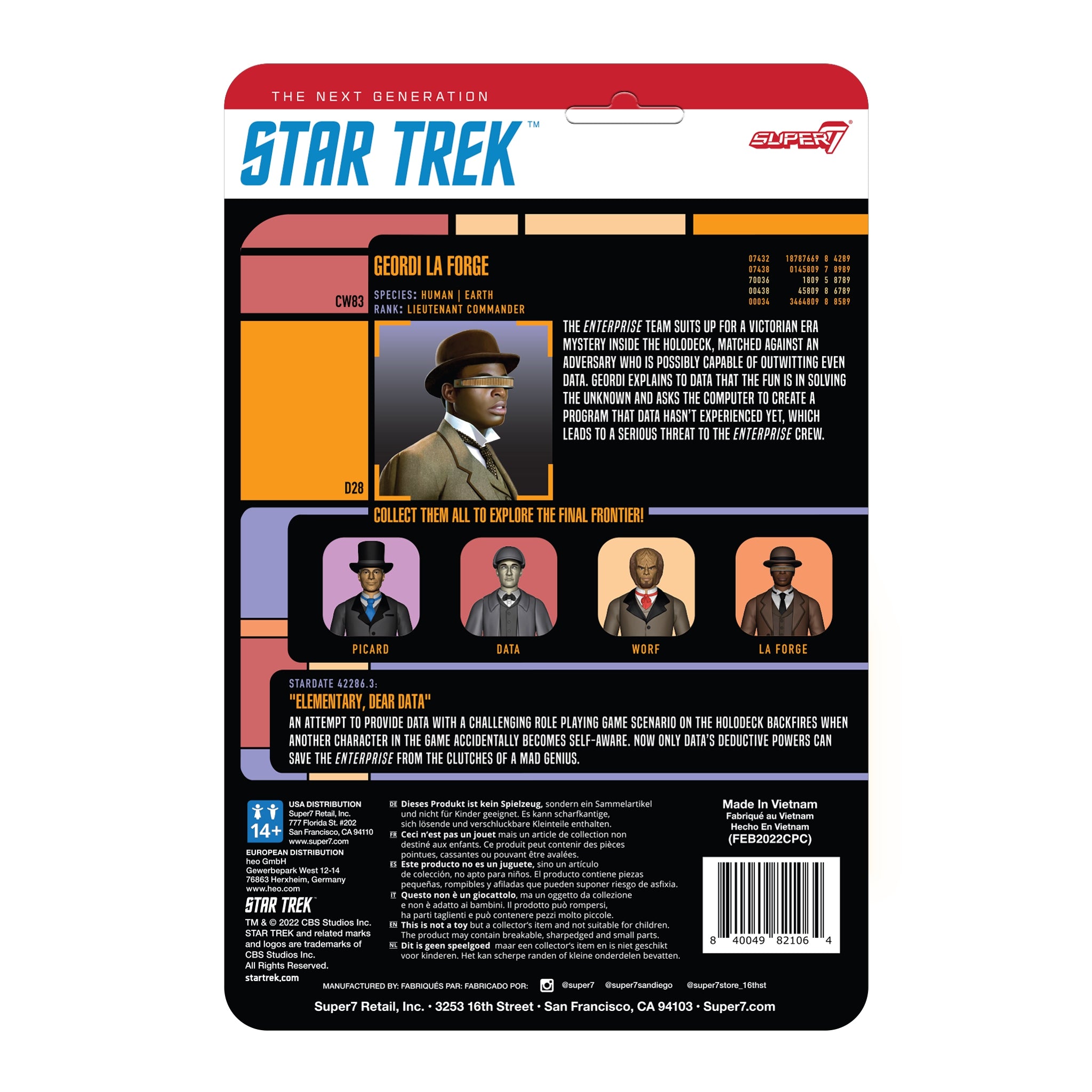 Super7 Star Trek TNG La Forge figurină victoriană 9,5 cm