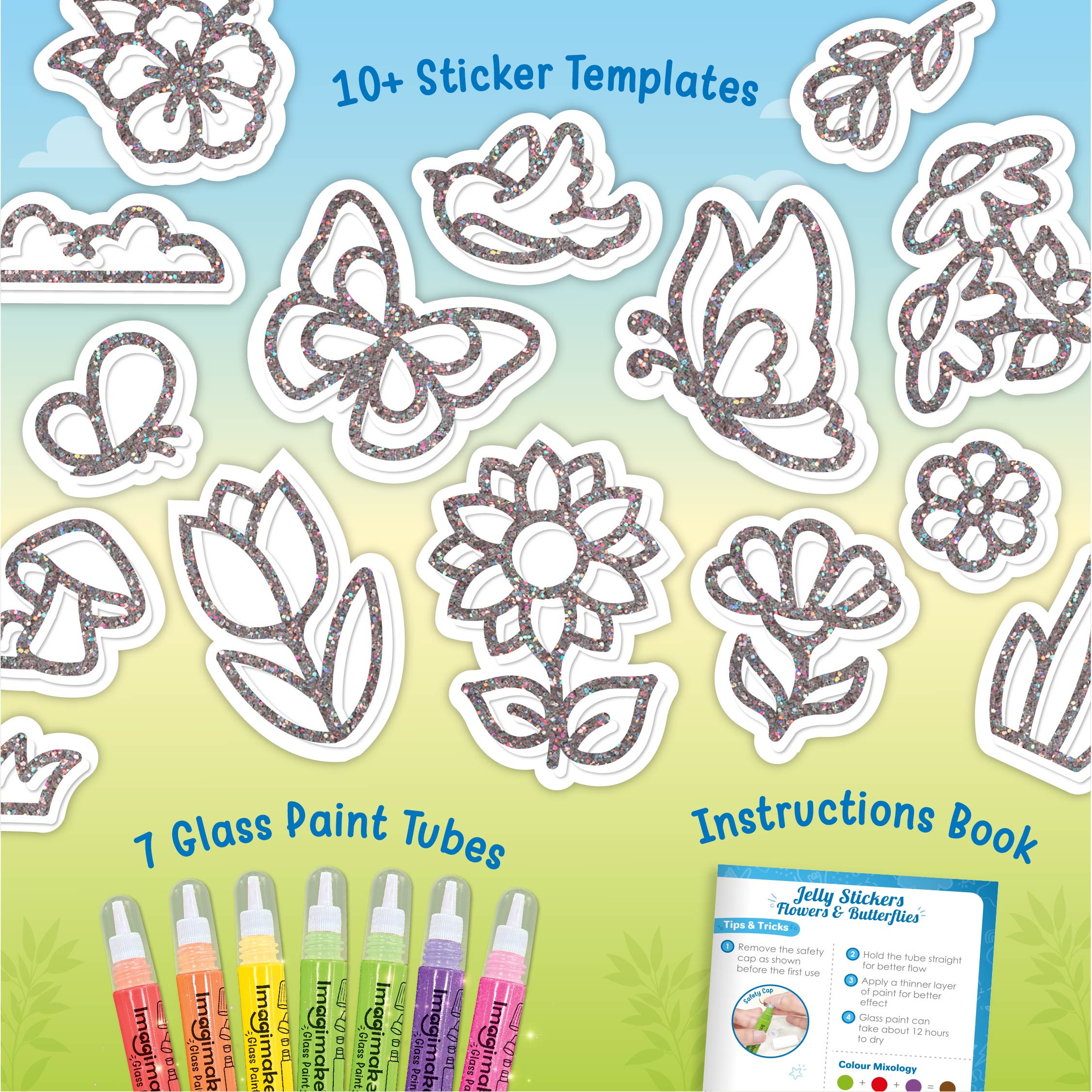 Imagimake Jelly Stickers set stickere 3D fluturi flori