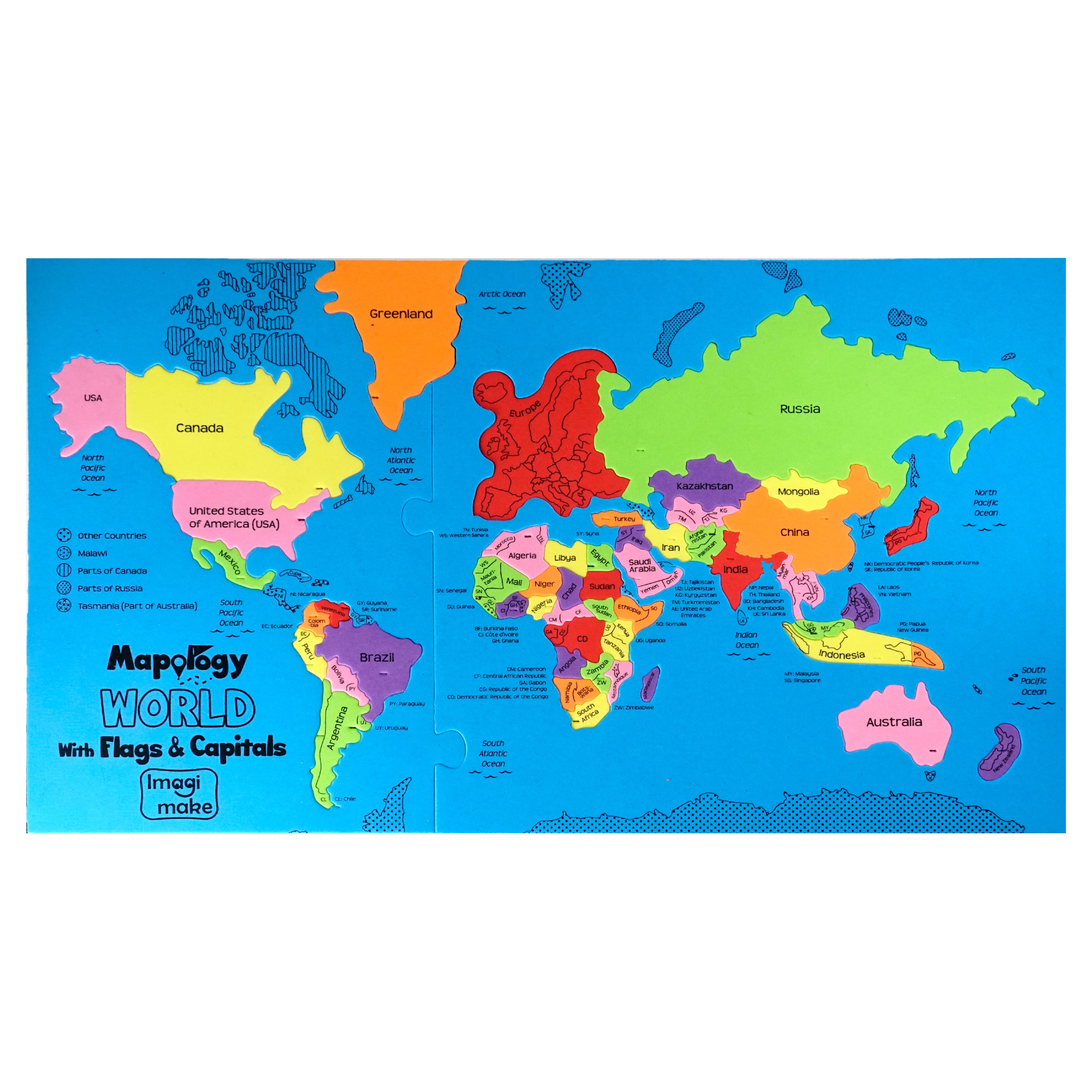 Imagimake Mapology World puzzle steaguri si capitale
