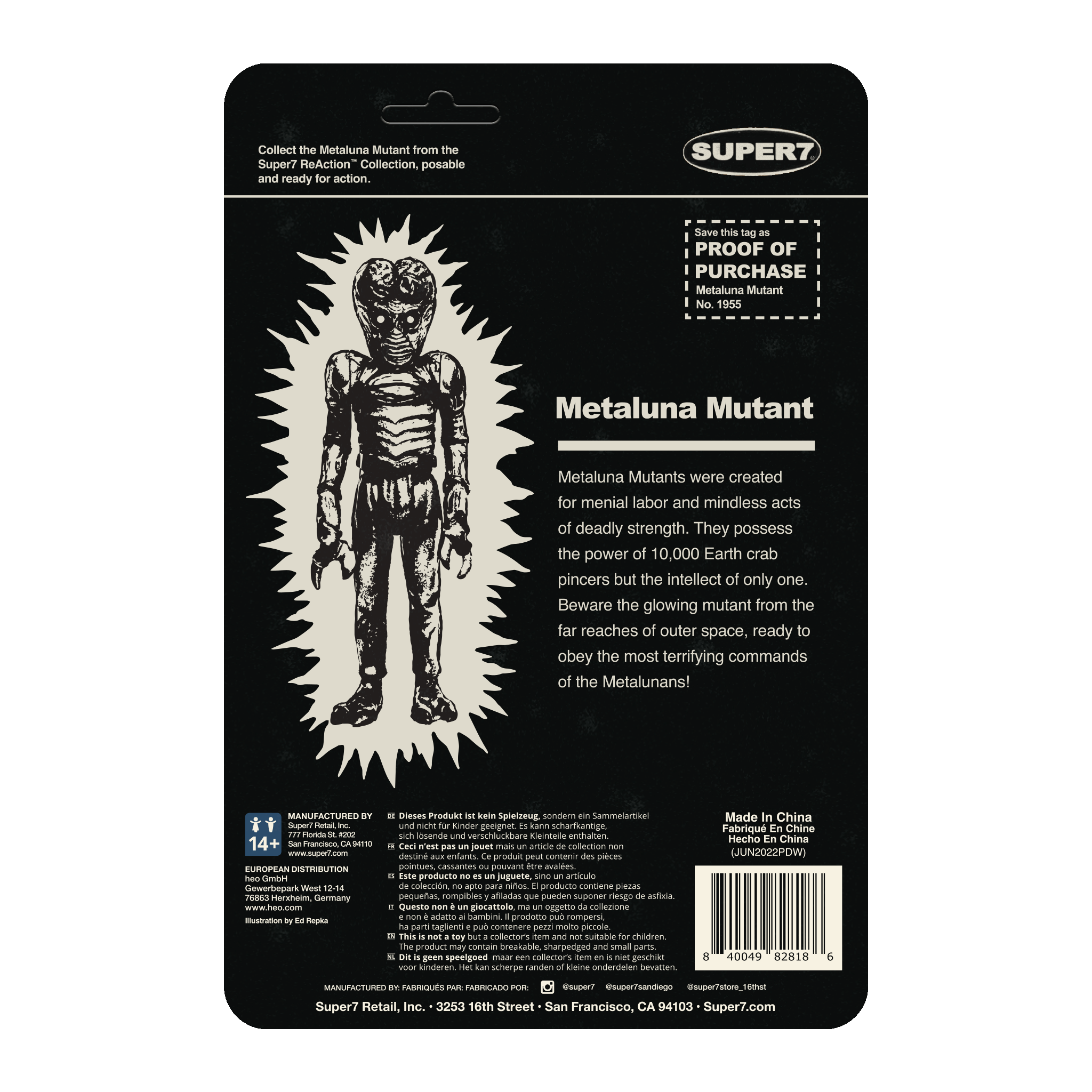 Super7 Metaluna Mutant ReAction figurina fosforescenta