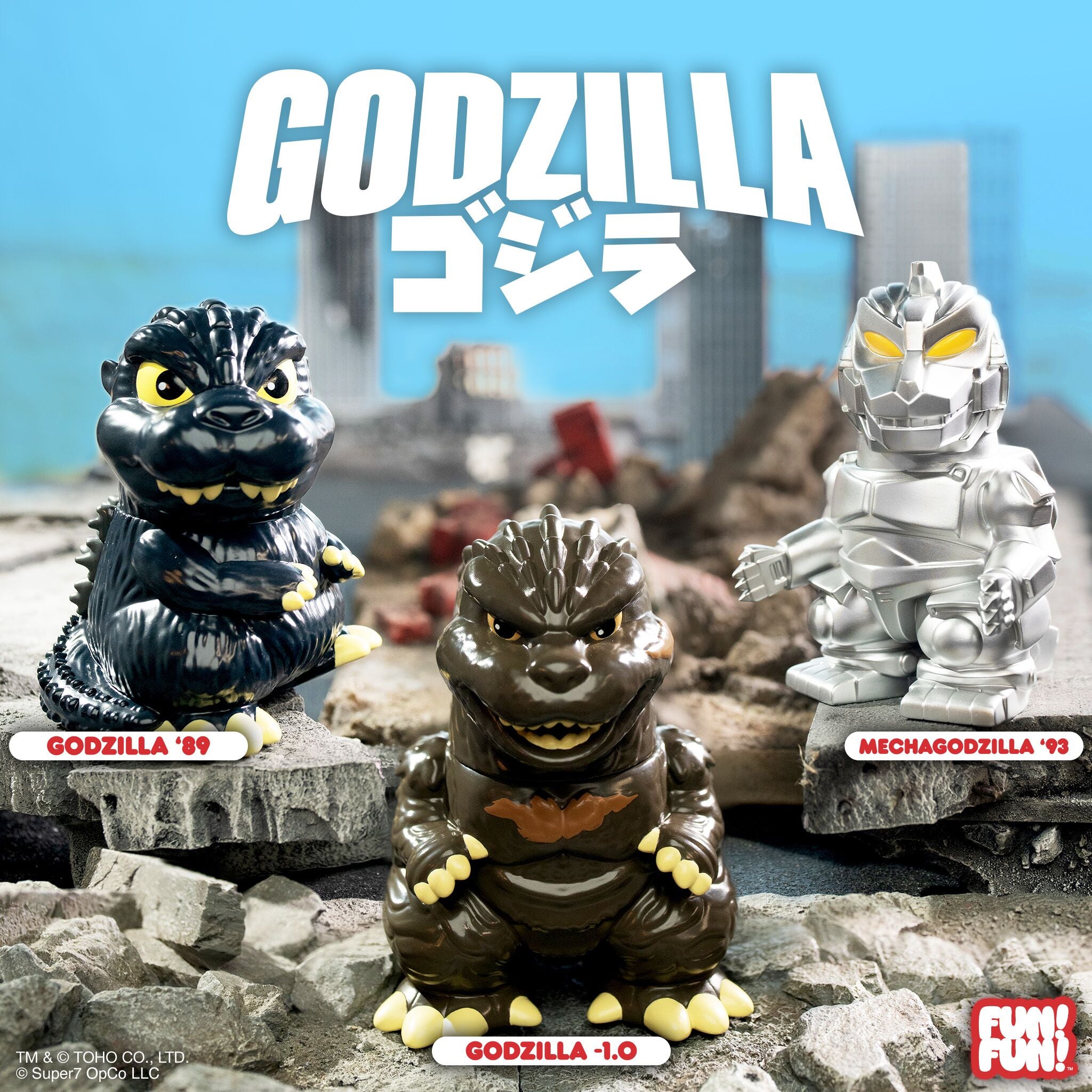 Super7 Toho FUN FUN Godzilla set 3 figurine vinil