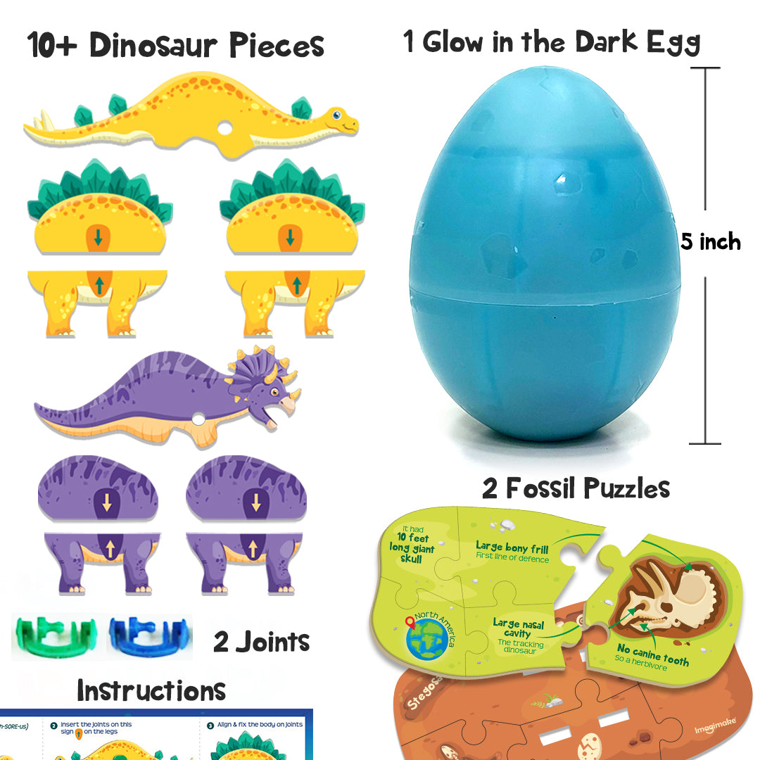 Imagimake Dino & Egg Blue jucărie fosforescentă 7+ ani