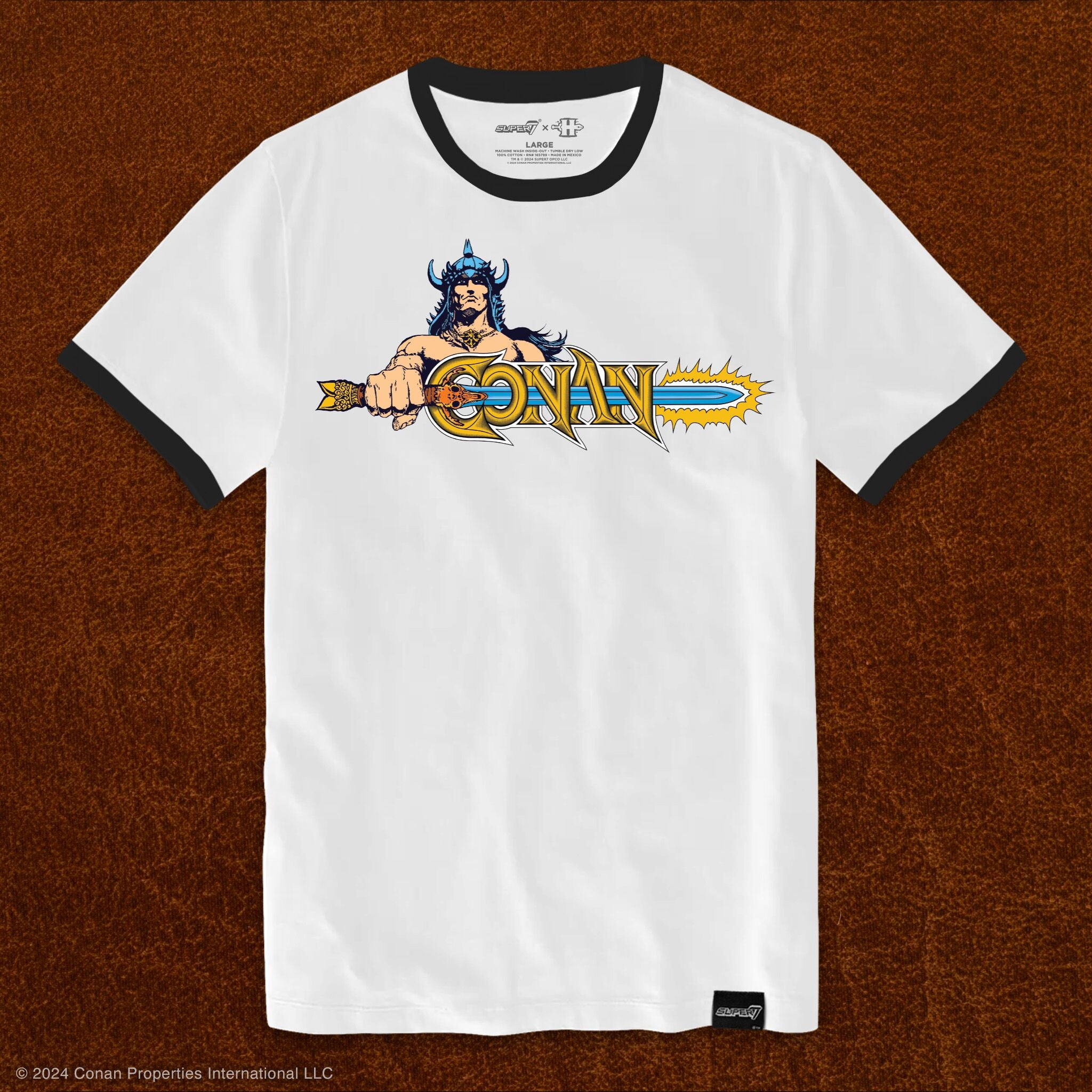 Super7 Conan Comic Logo tricou alb cu chenare negre