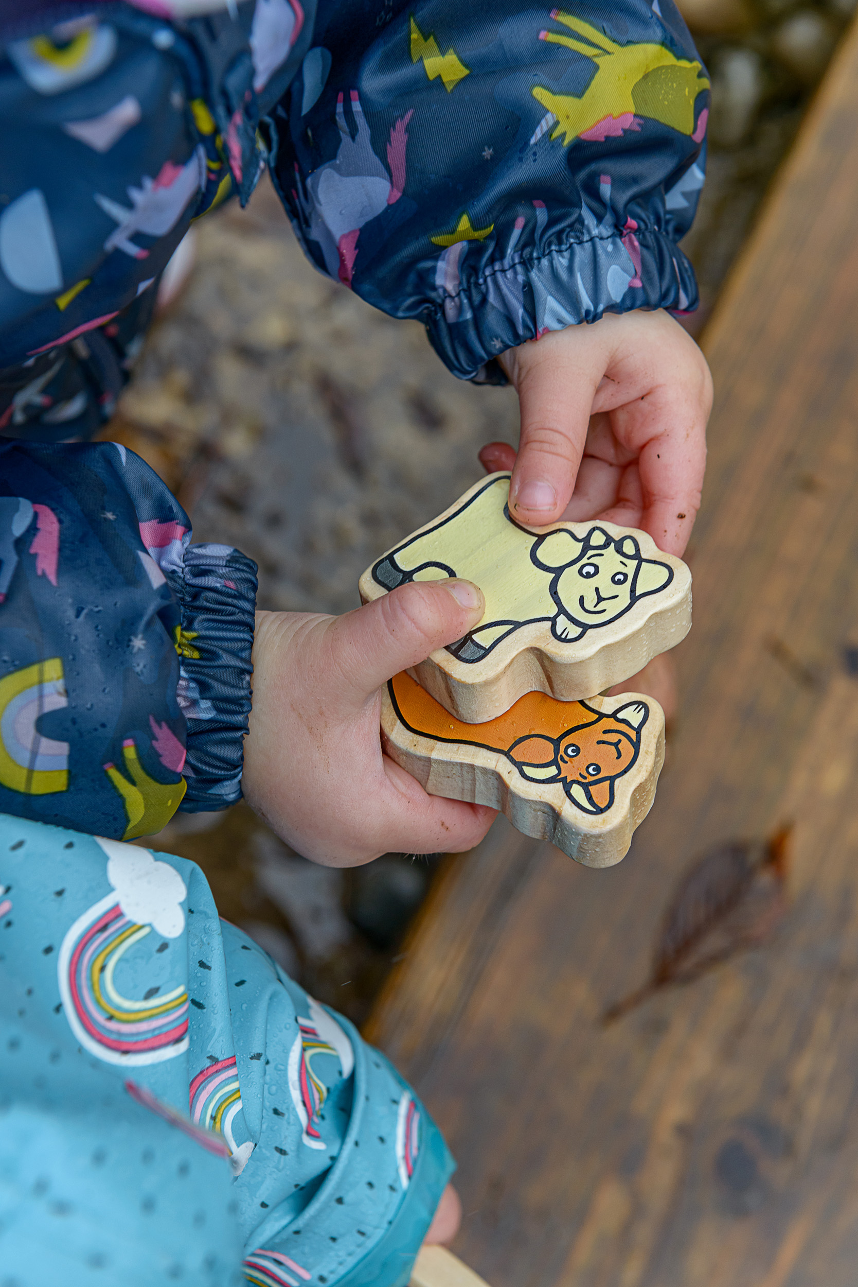 Yellow Door Billy Goats Gruff personaje lemn set poveste
