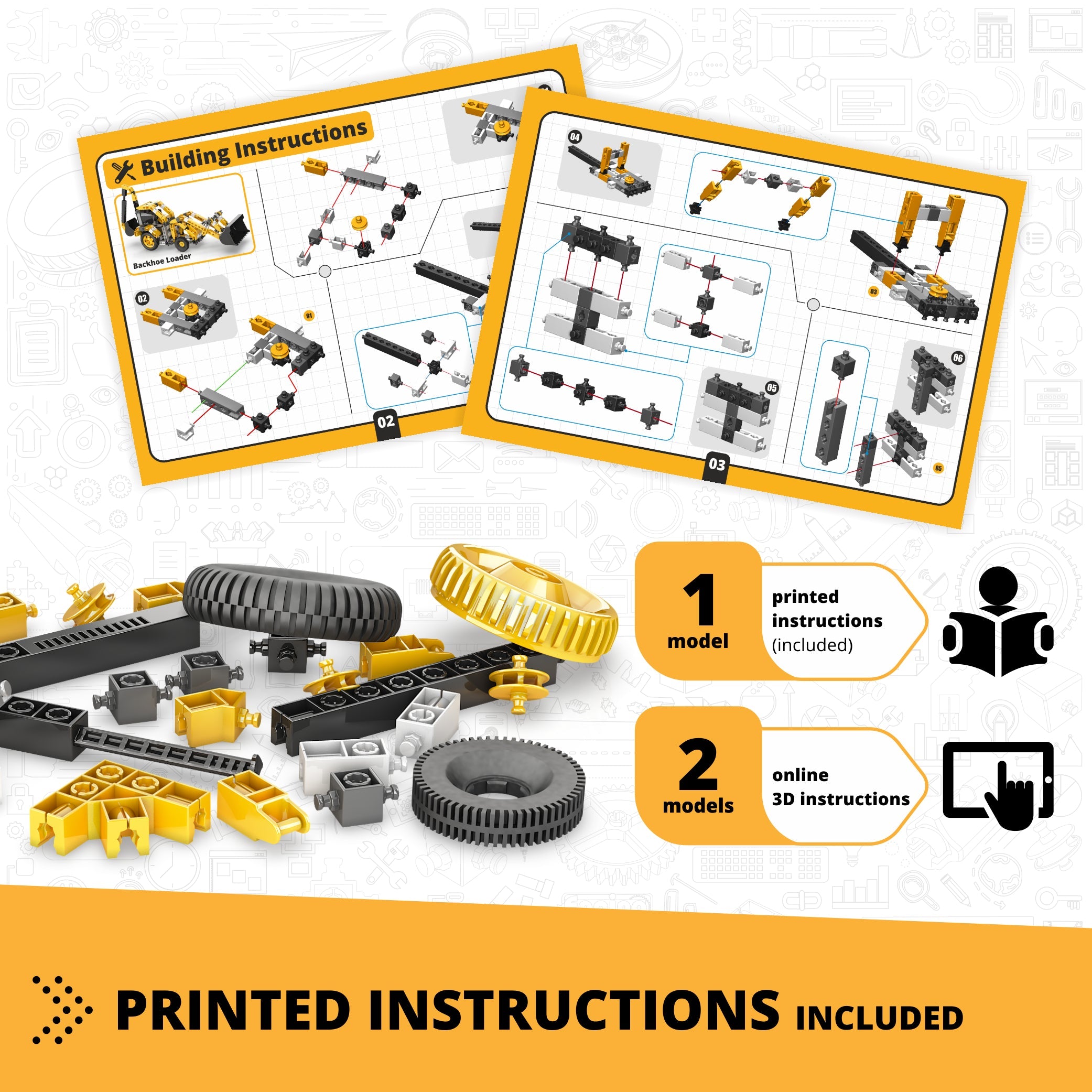 Engino Creative Builder Backhoe Loader set 3 modele 6+ ani