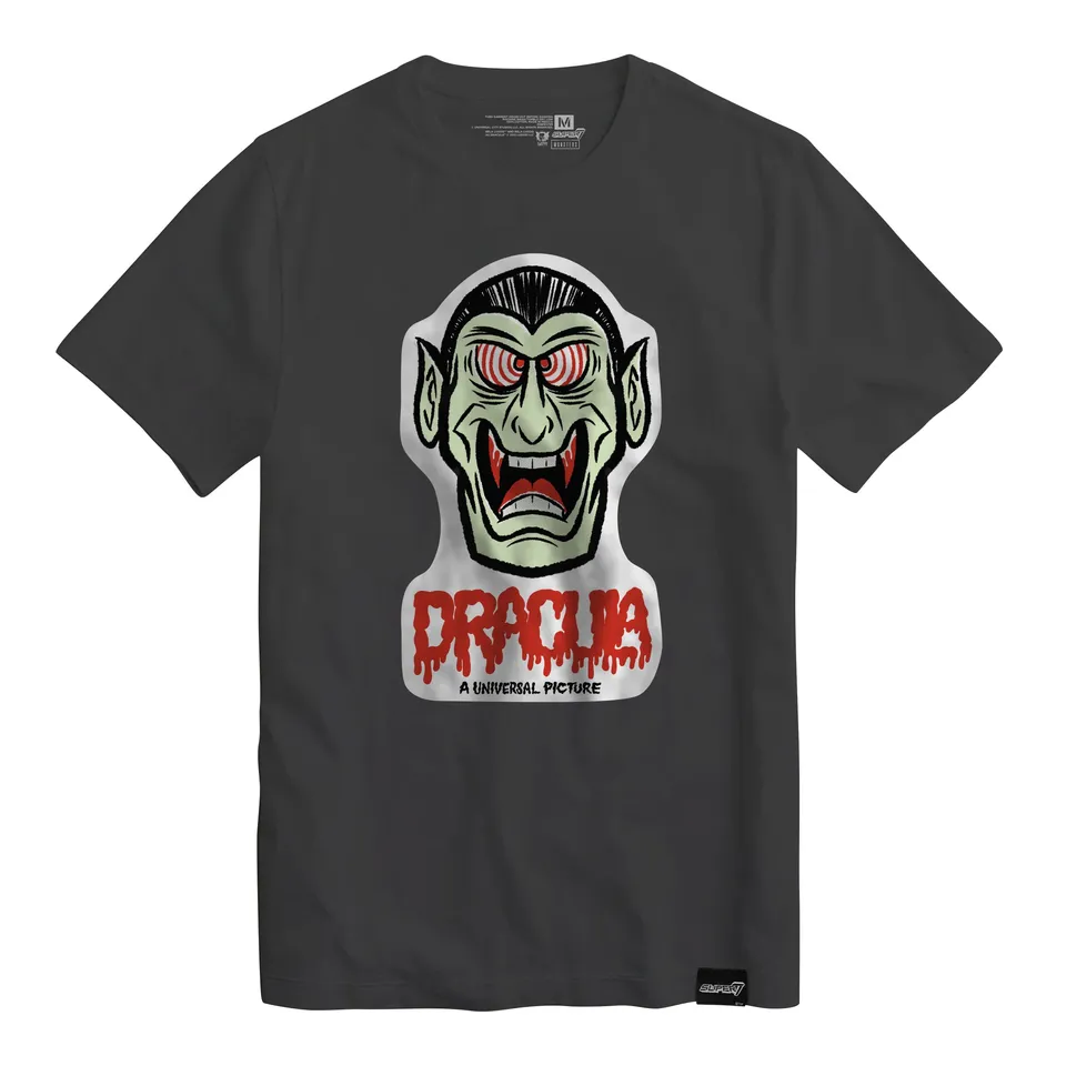 Super7 Universal Monsters FreakyFaces Dracula tricou charcoal bumbac