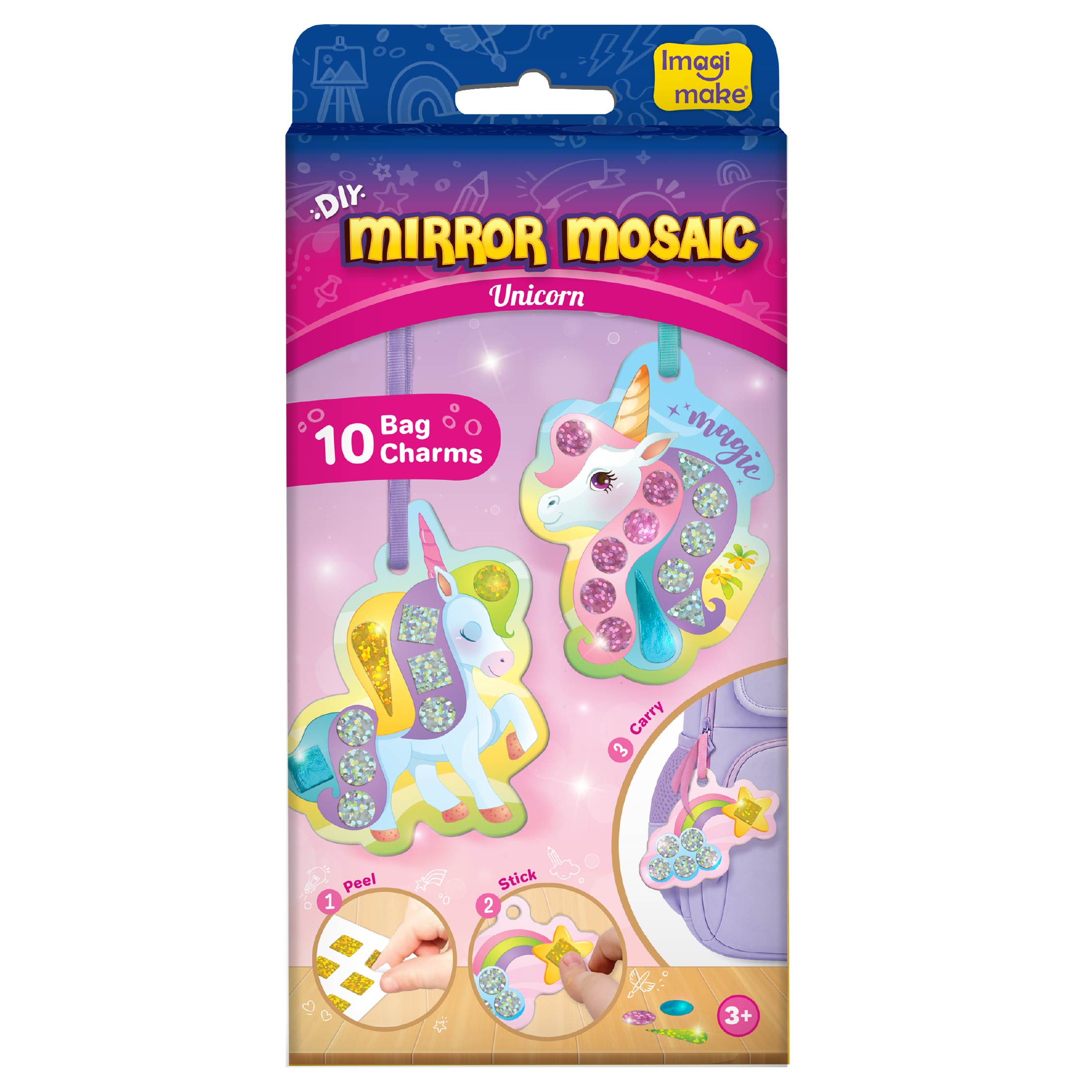 Imagimake Mirror Mosaic breloc Unicorn 10 șabloane