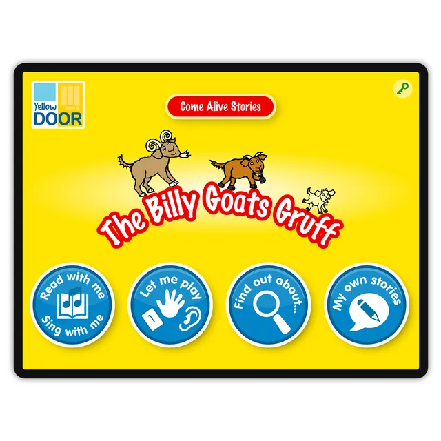 Yellow Door Billy Goats Gruff aplicatie poveste