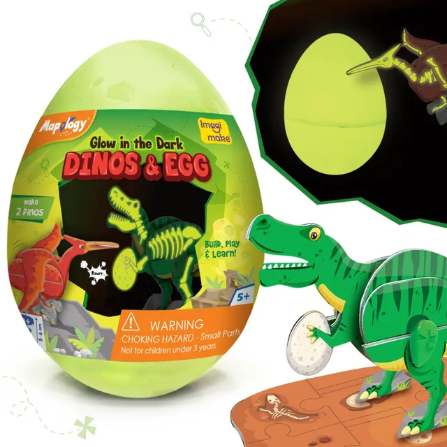 Imagimake Dino Egg jucarie dinozaur verde fosforescent