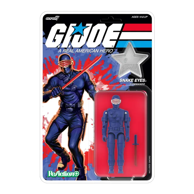 Super7 G.I. Joe ReAction+ Snake Eyes 250th figurina sabie