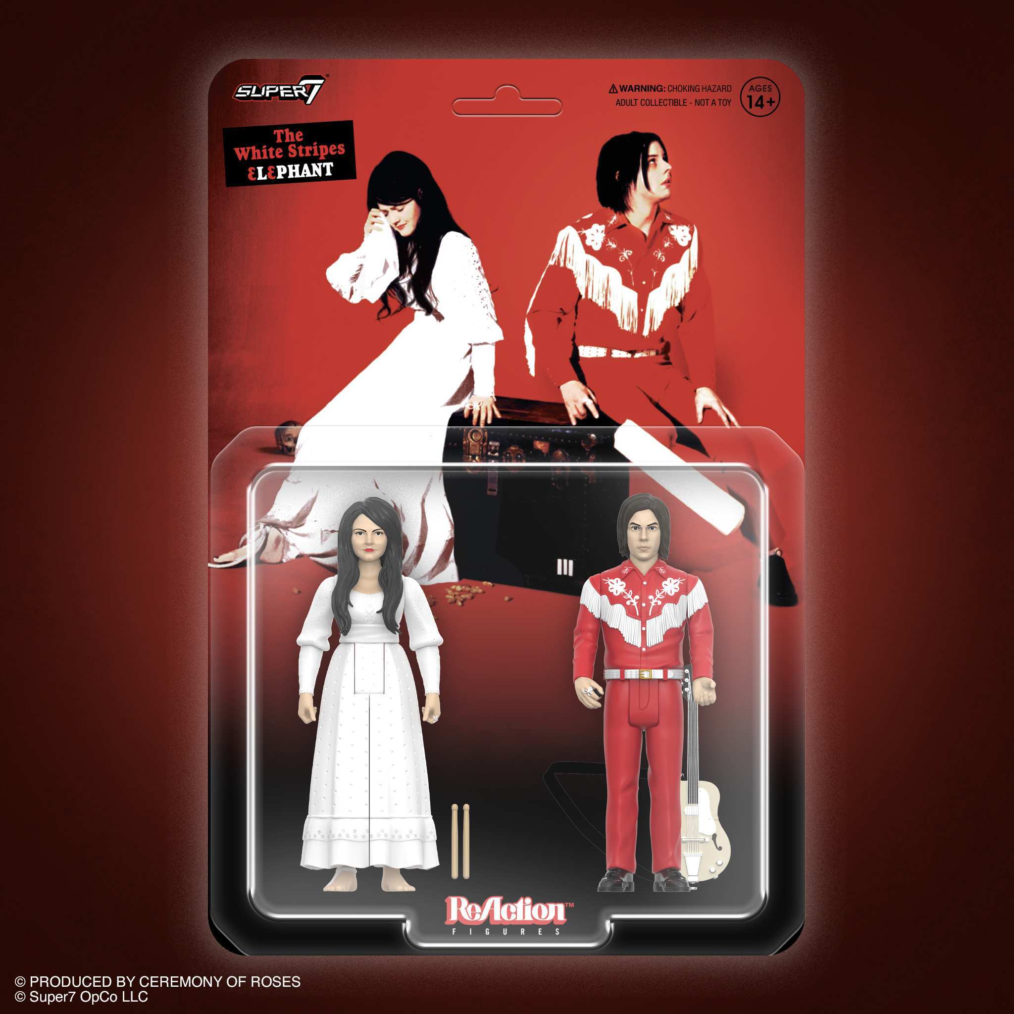 Super7 White Stripes Elephant figurine set 2 piese