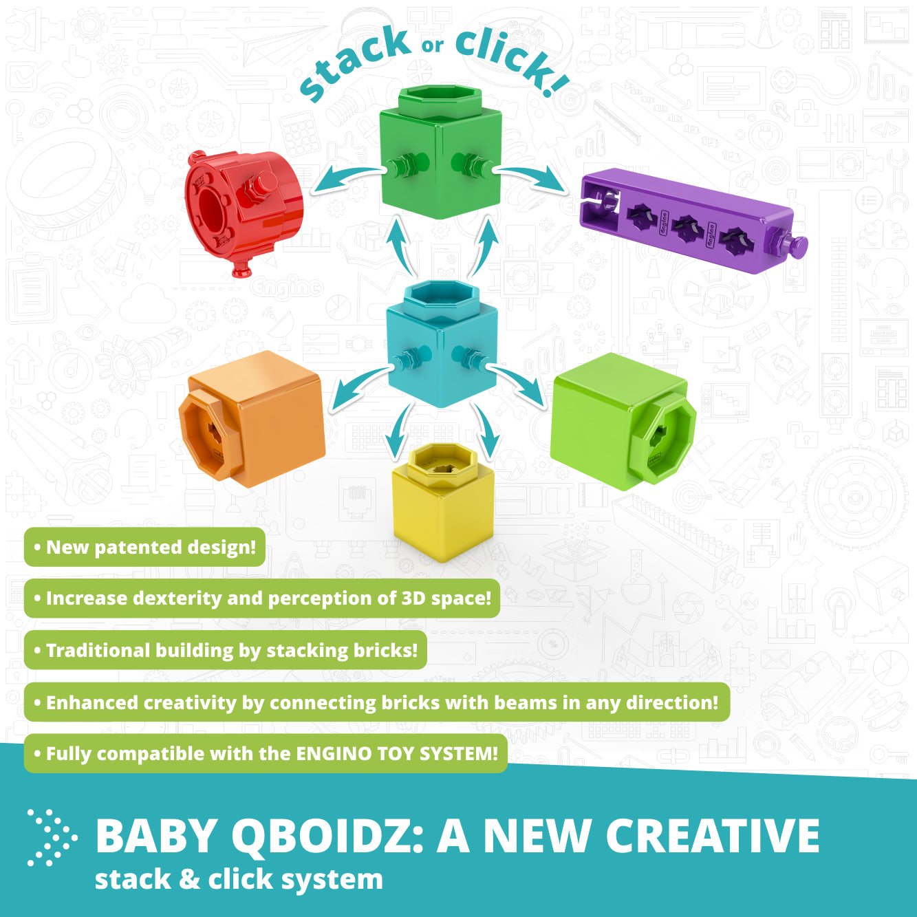 Engino Qboidz My First Steps set cuburi 72 piese 1,5+ ani