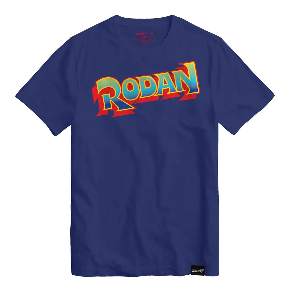Super7 Toho Rodan Logo tricou albastru bumbac