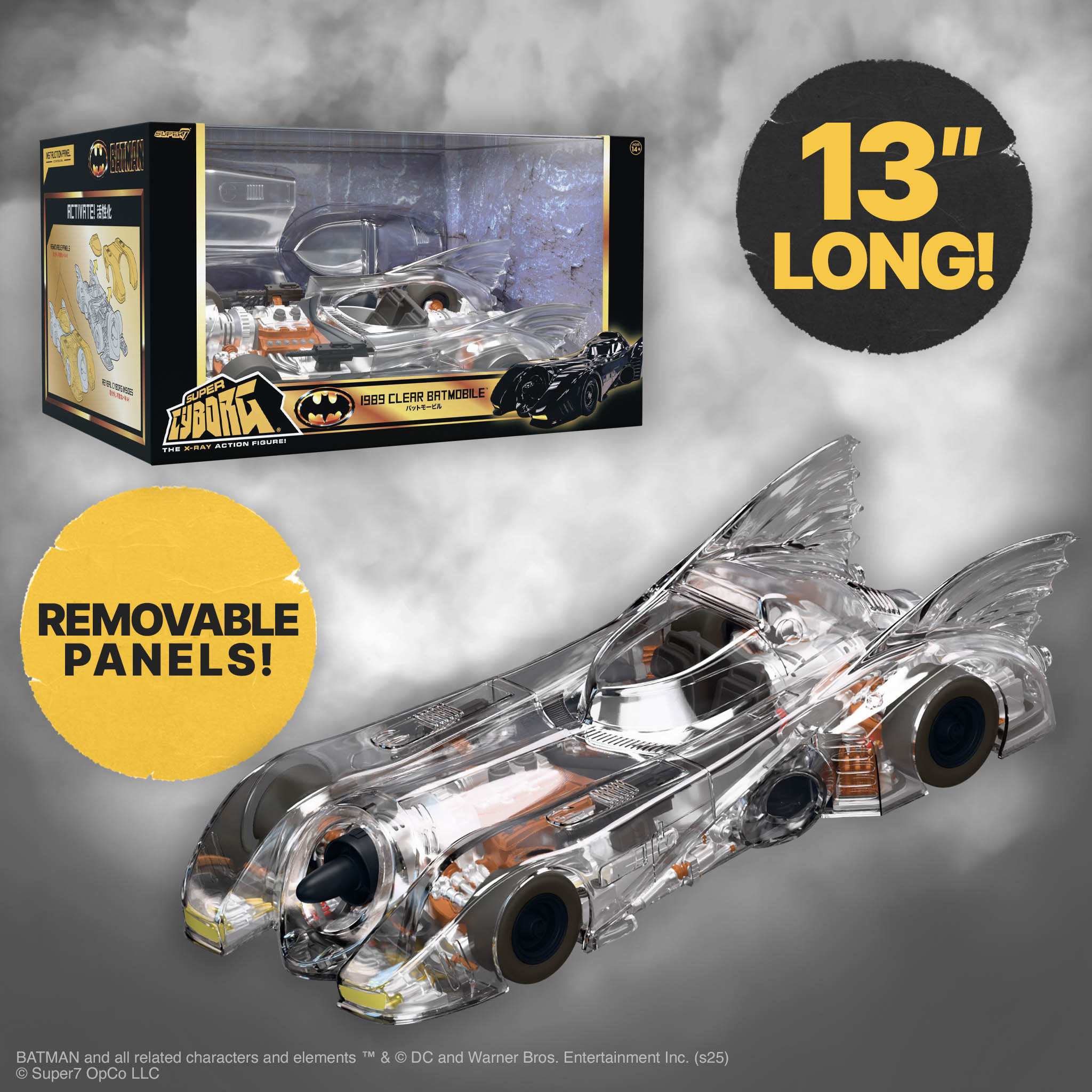 Super7 Super Cyborg Batmobile 1989 masinuta transparent Clear