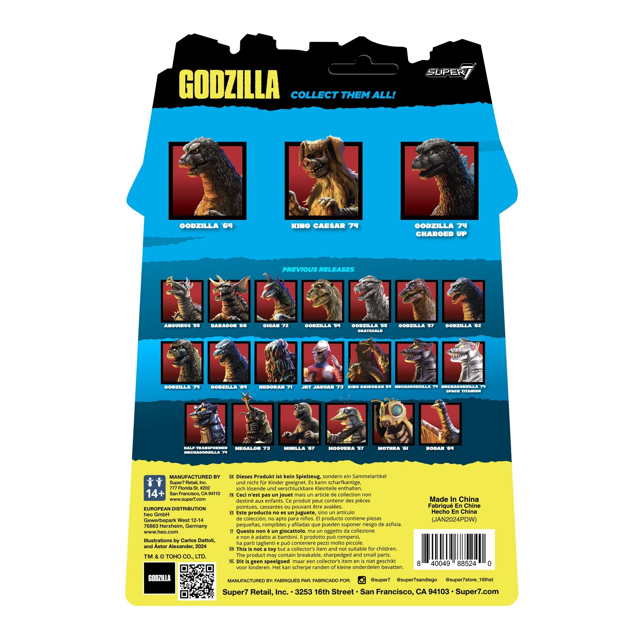 Super7 Toho ReAction Godzilla 1974 figurina albastra
