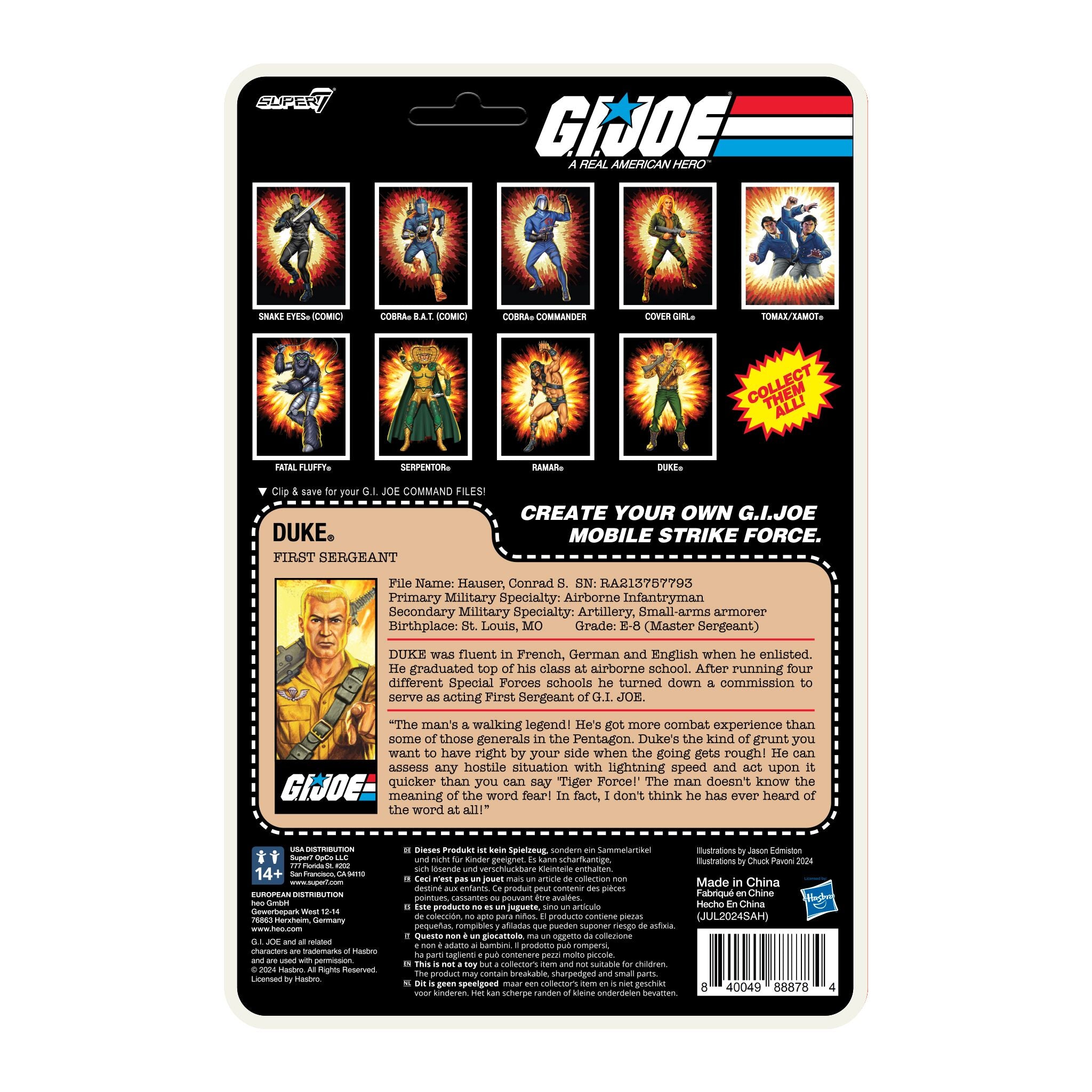 Super7 G.I. Joe ReAction+ Duke Cartoon figurină 9,5 cm