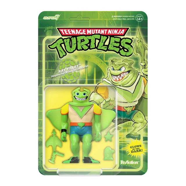 Super7 ReAction TMNT Ray Fillet Green Glow figurina fosforescenta