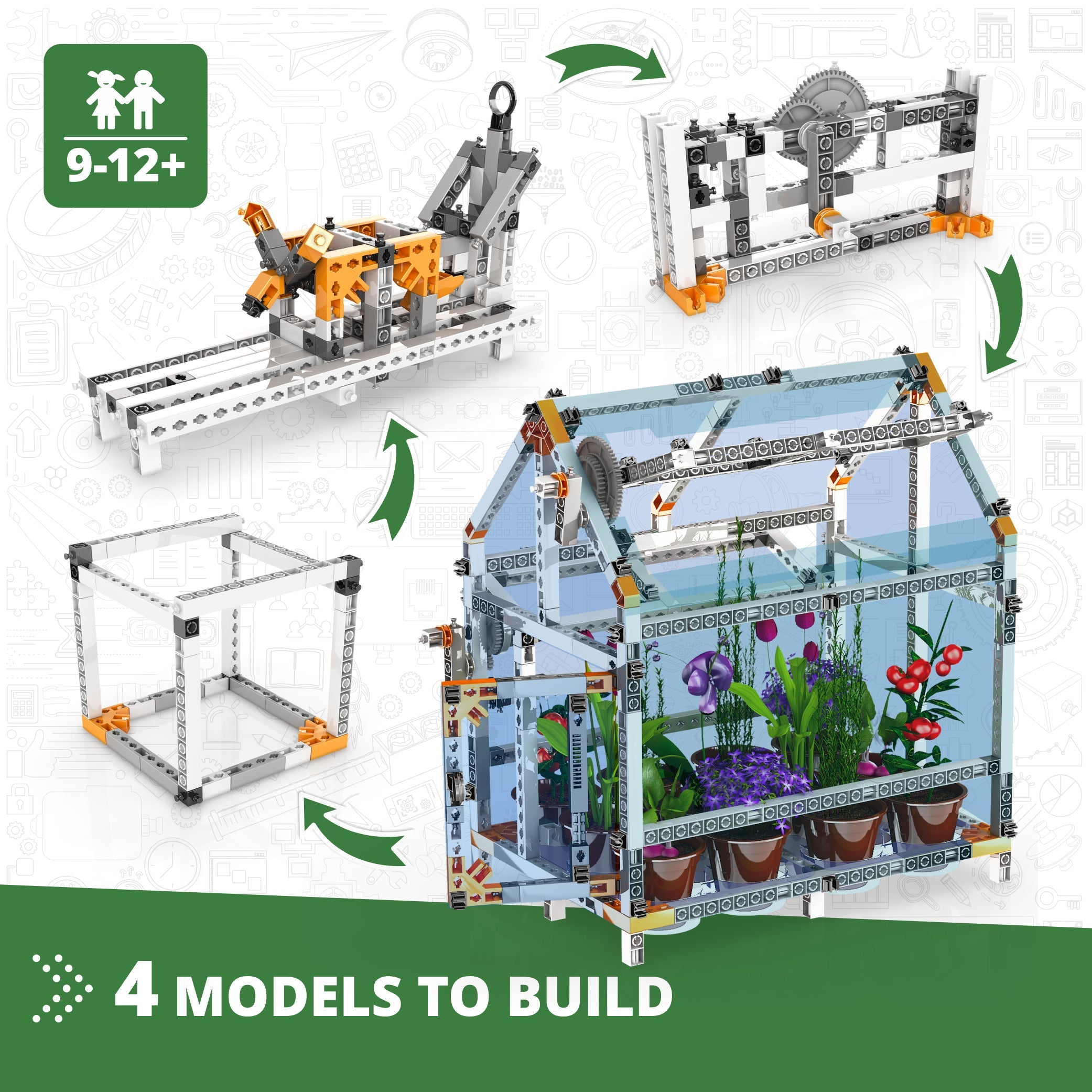 Engino DIY Greenhouse E94.1 sera educativa 4 modele plante