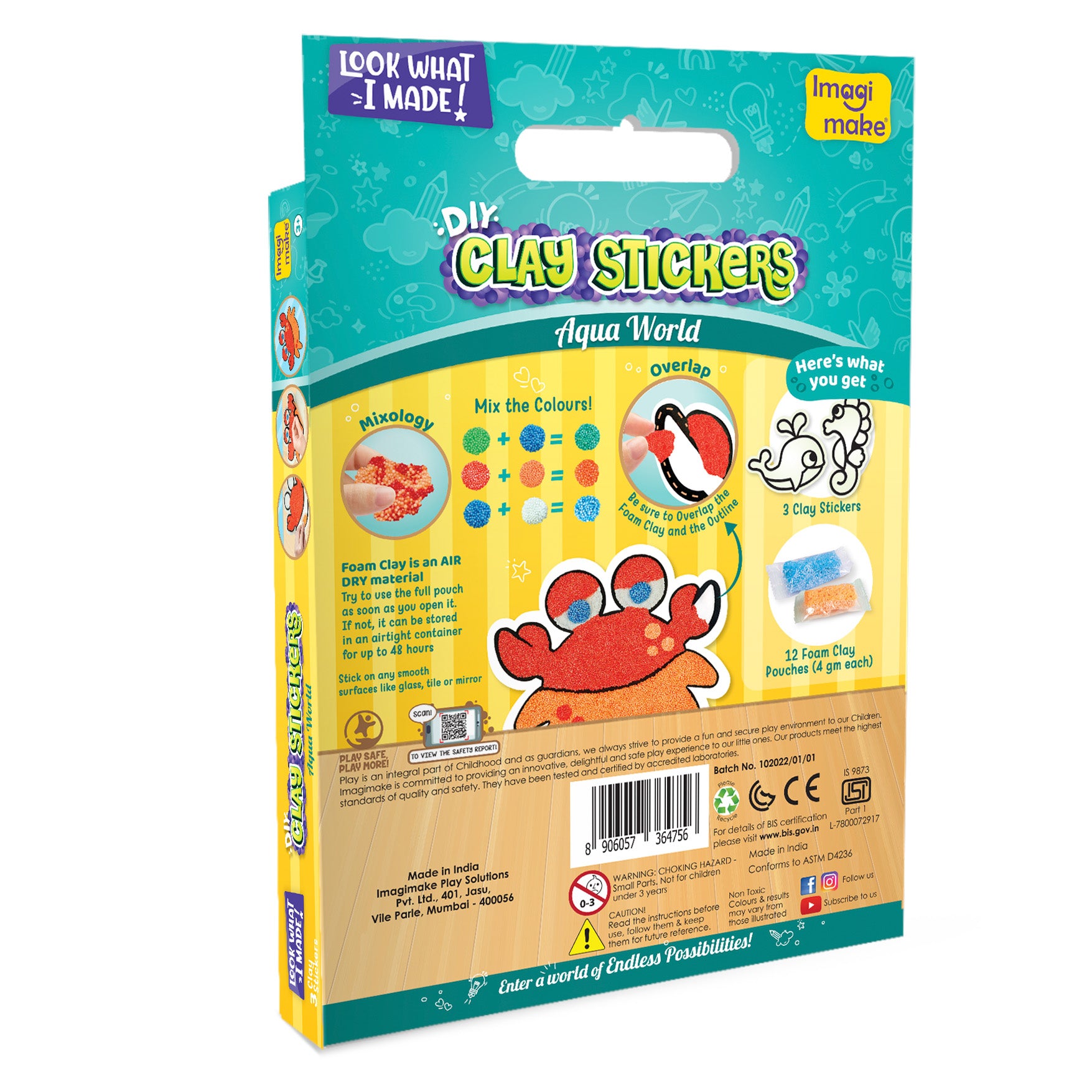 Imagimake Clay Stickers Aqua World set plastilina 6 culori