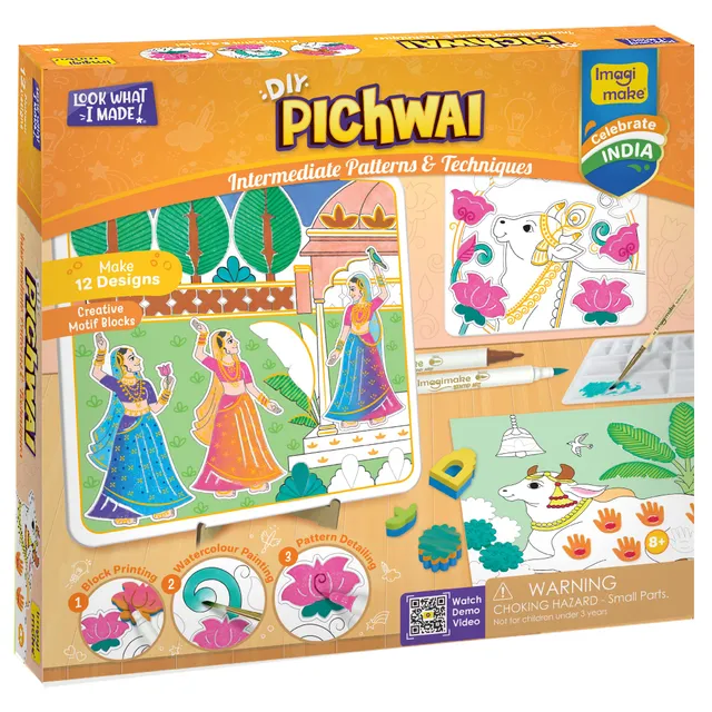 Imagimake DIY Pichwai Kit pictura 3 panze acuarela