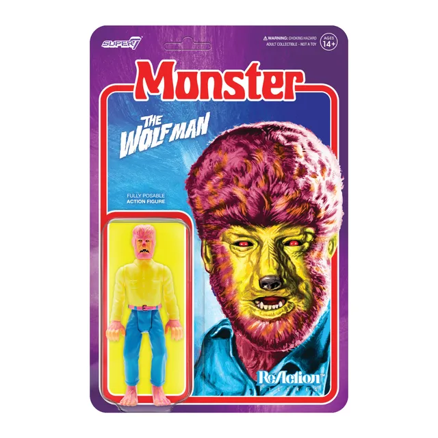 Super7 ReAction Wolf Man figurina Costume Colors neon