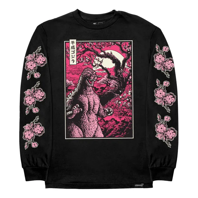 Super7 Toho Godzilla Cherry Blossom tricou negru mânecă lungă