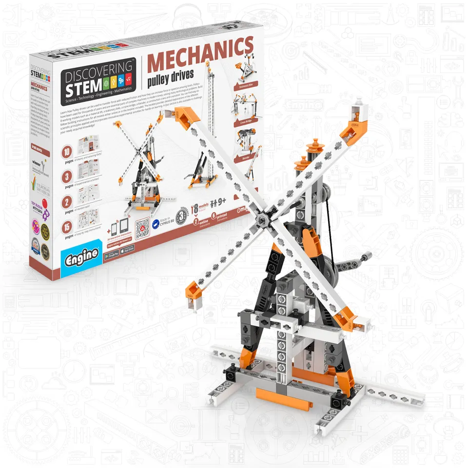 Engino Discovering STEM Pulley Drives set construcție 8 modele scripeți
