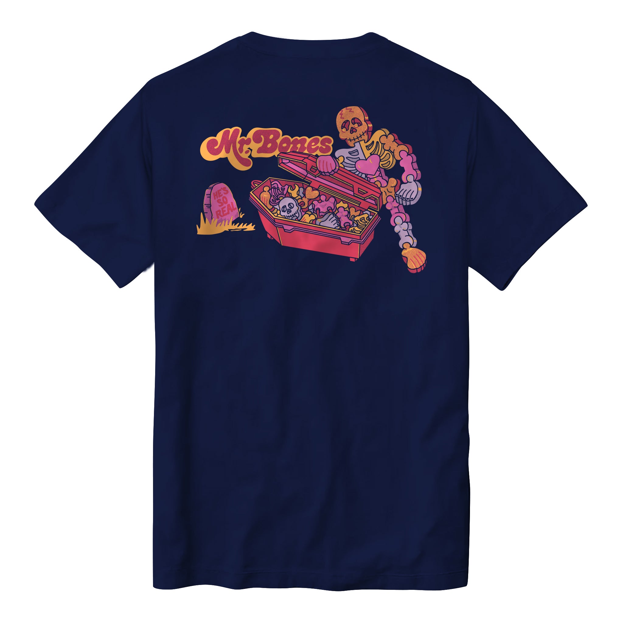 Super7 Mr. Bones tricou bumbac bleumarin cu imprimeu spate