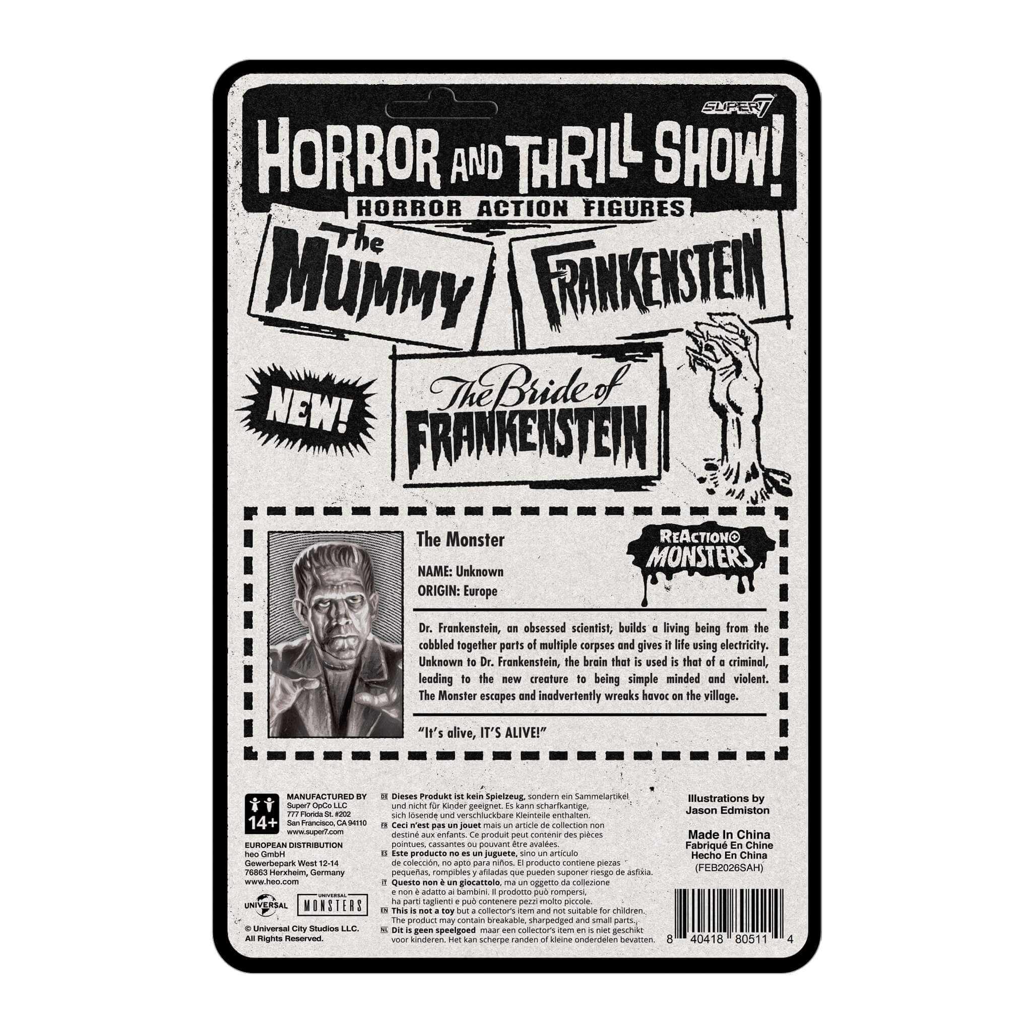 Super7 ReAction+ Frankenstein figurina Universal Monsters 10 cm