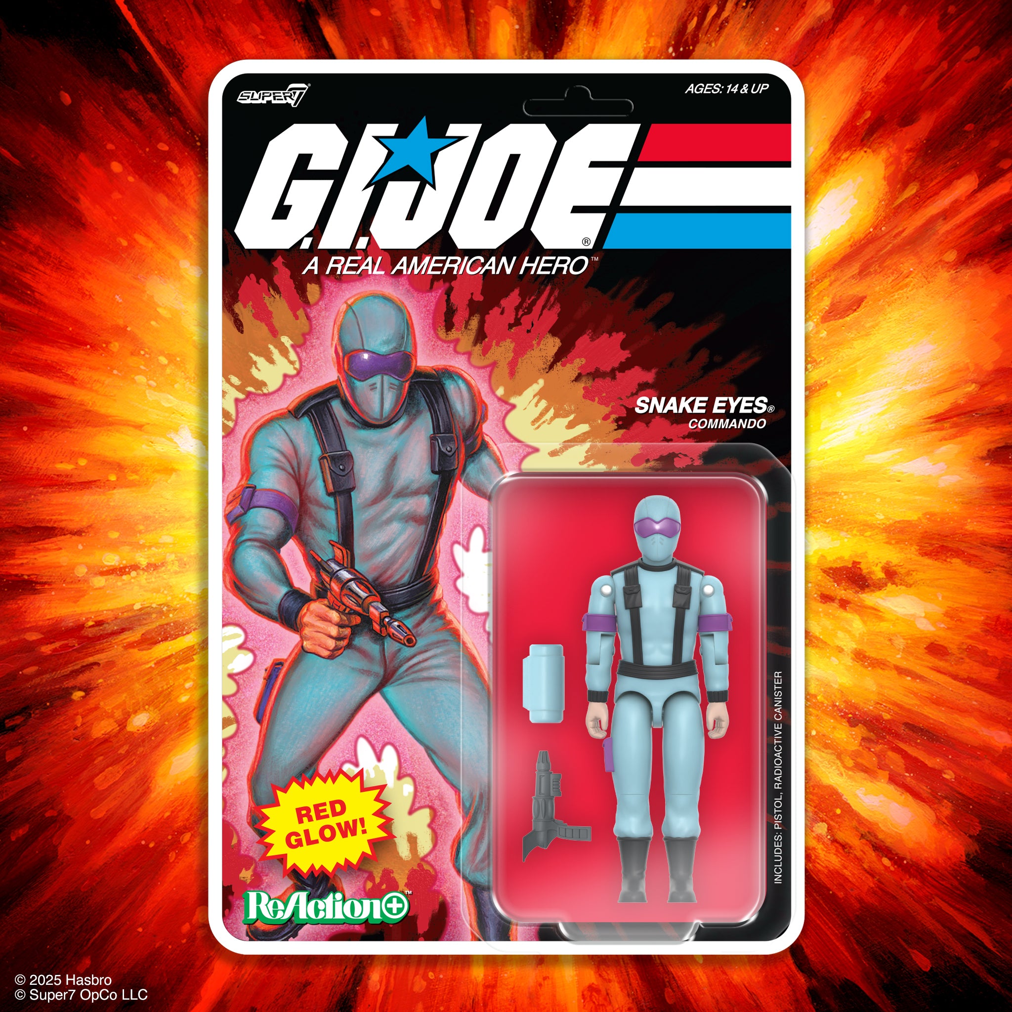 Super7 ReAction+ Snake Eyes figurina glow rosu 9,5 cm