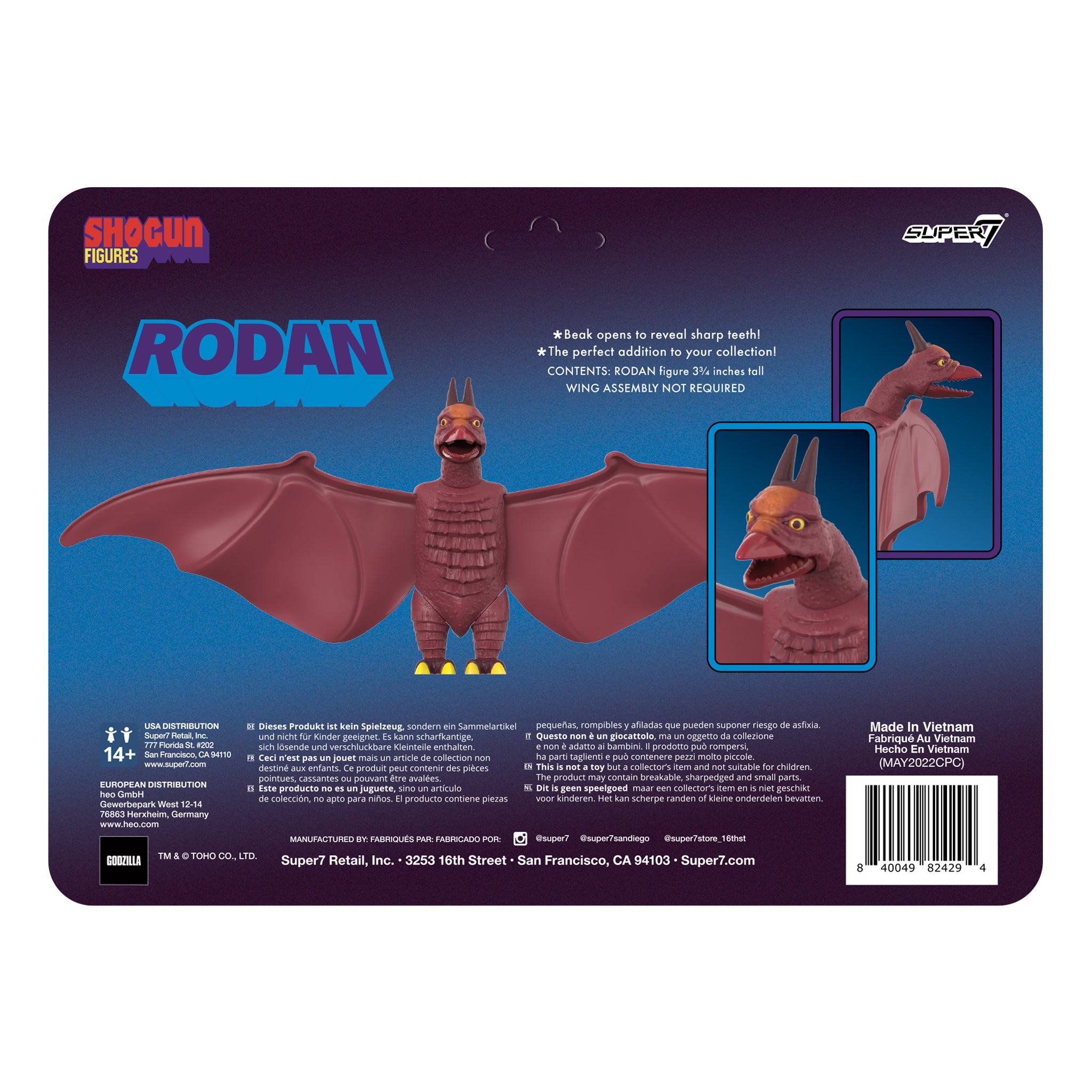 Super7 Toho ReAction Wave 1 Shogun Rodan figurina aripi articulate