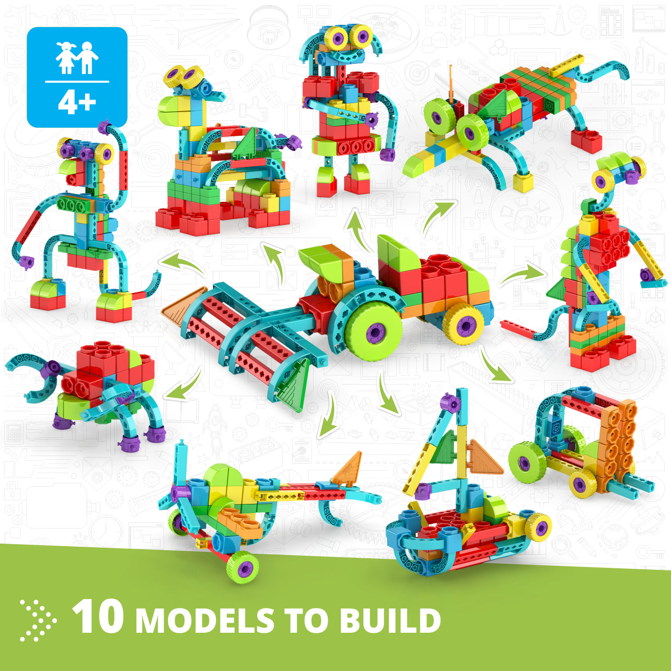 Engino Qboidz Farm Tractor set constructie 10 modele 4+