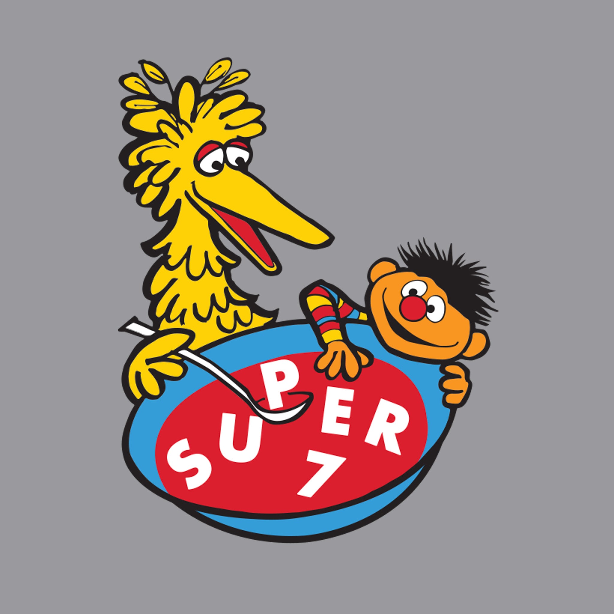 Super7 Sesame Street Big Bird Ernie tricou bumbac gri