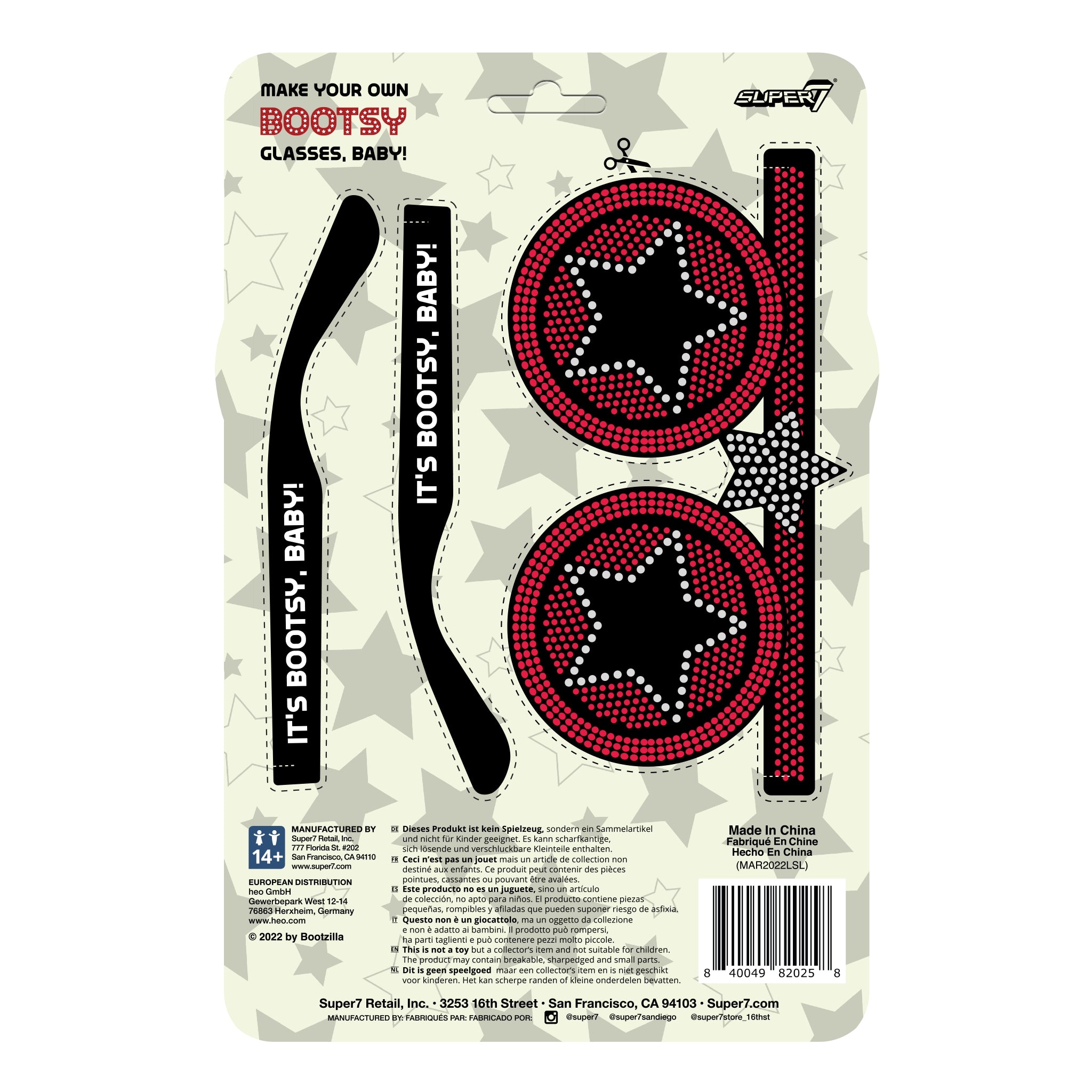 Super7 ReAction figurina Bootsy Collins rosu-alb 9,5 cm
