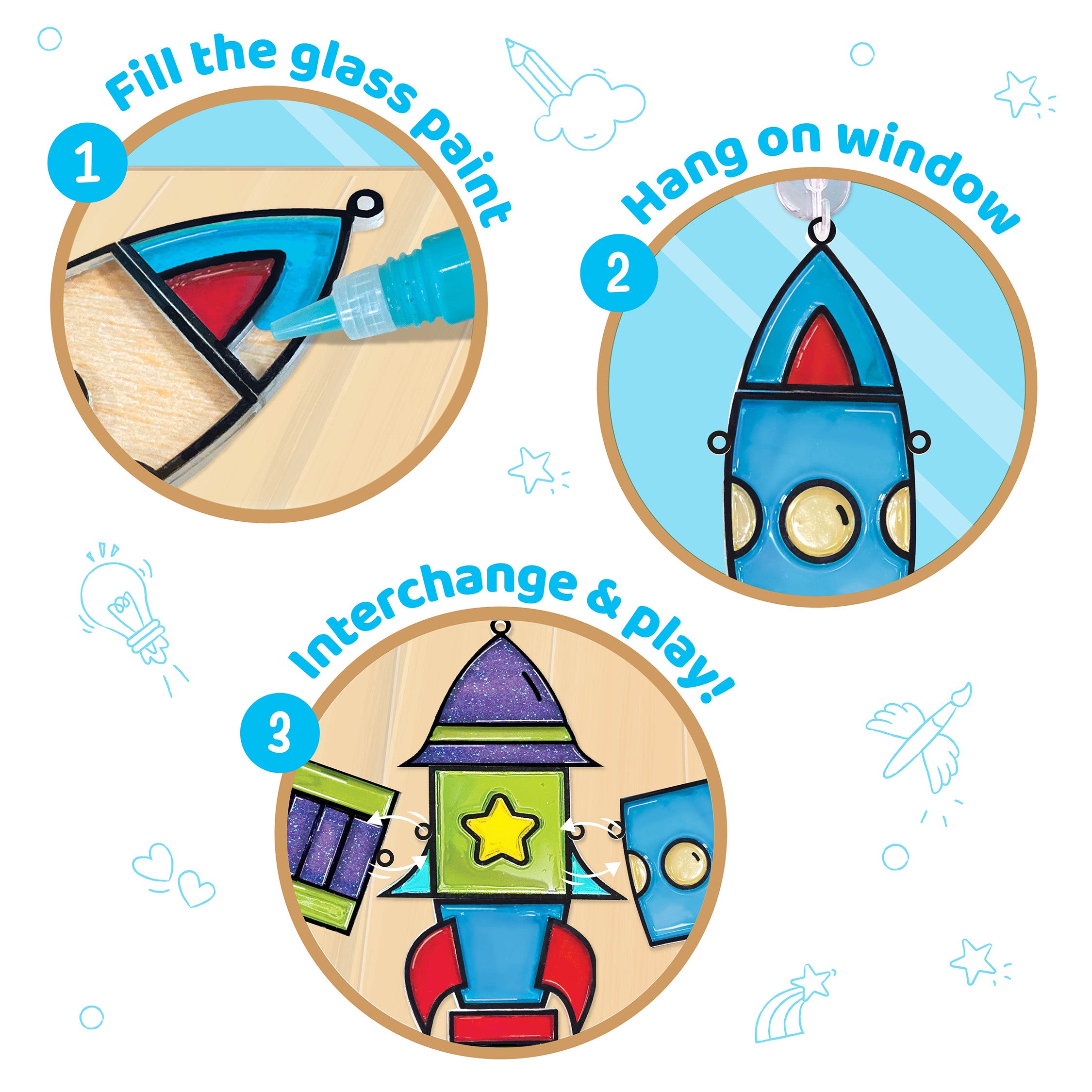 Imagimake Window Art Racheta kit pictura sticla