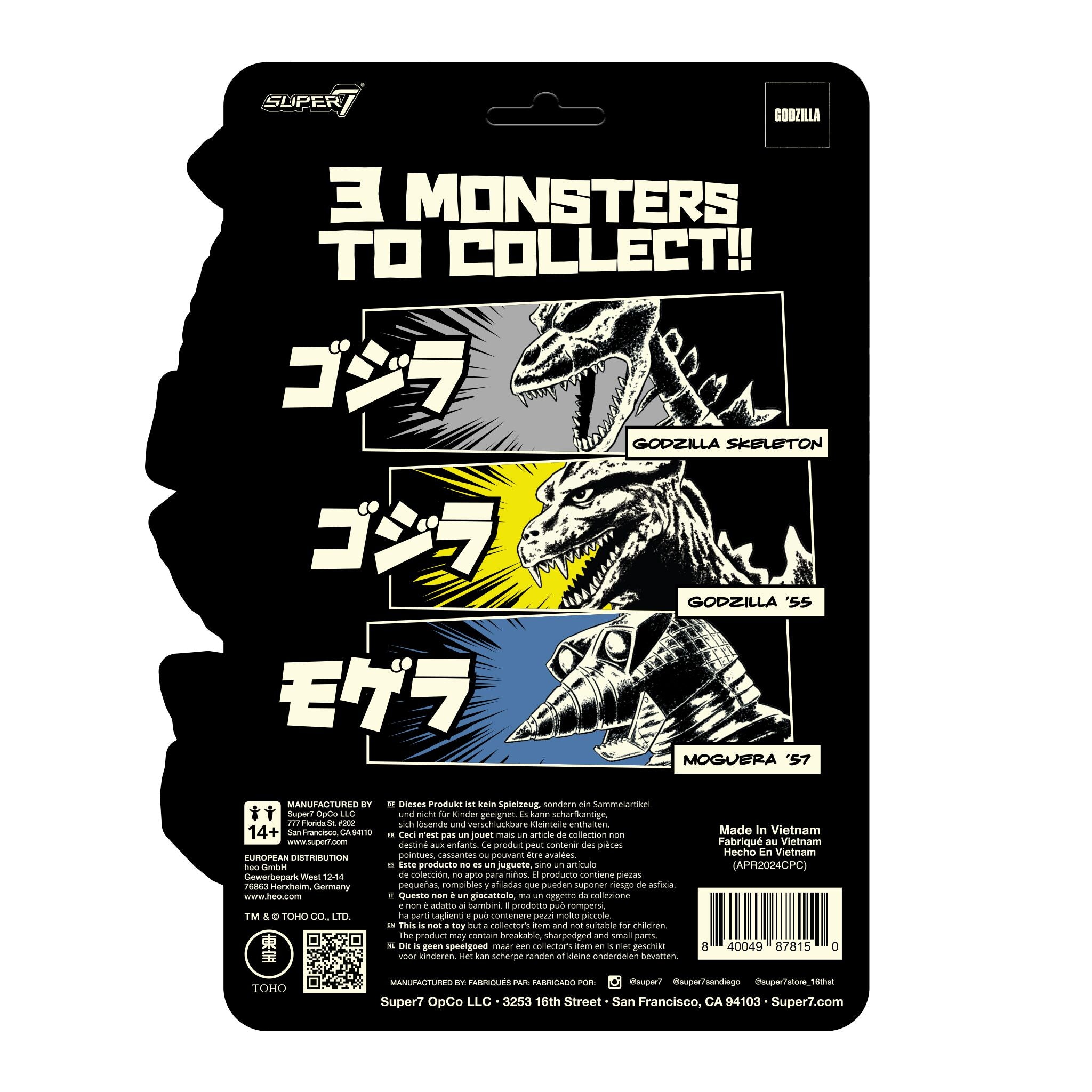 Super7 Toho Godzilla Skeleton figurină glow verde