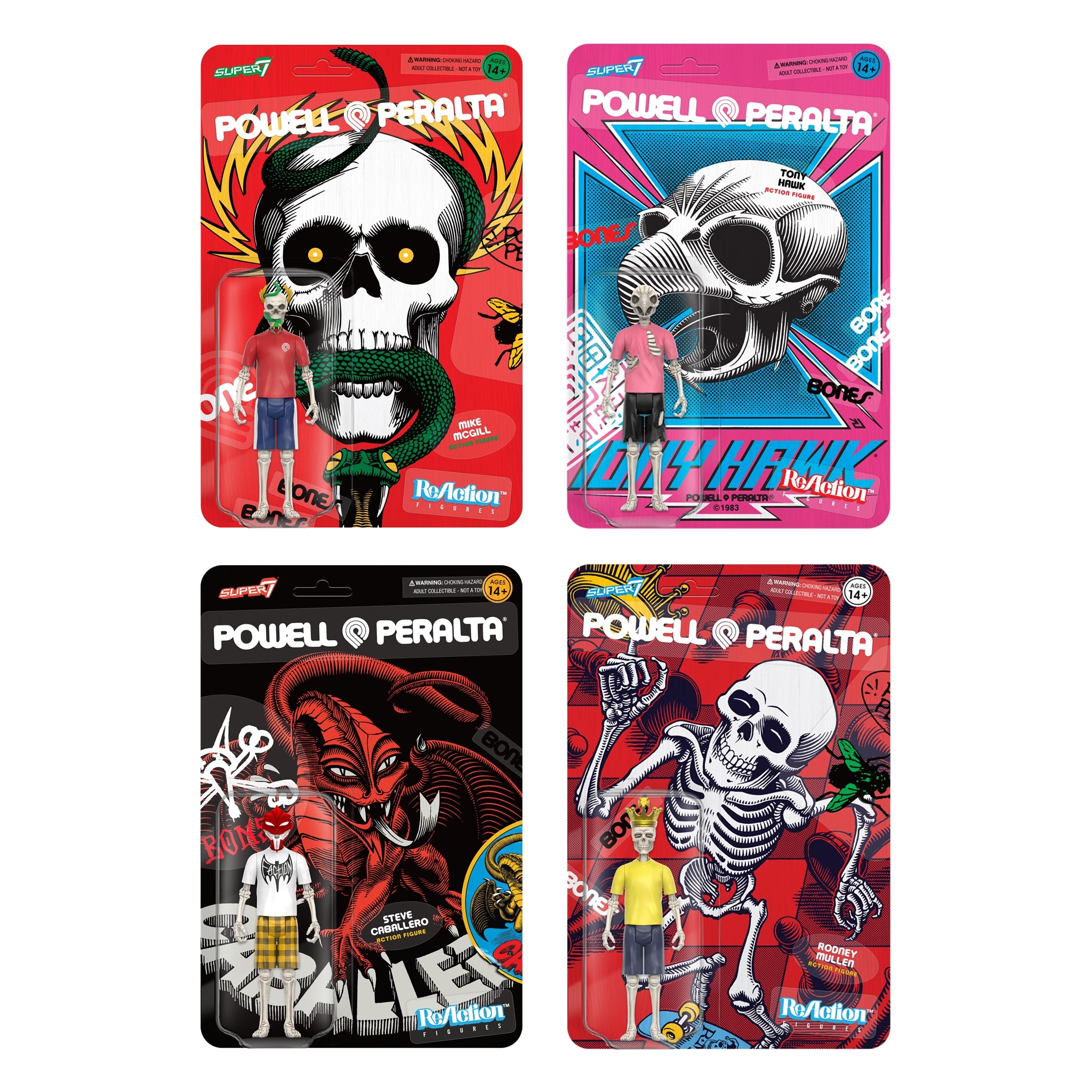 Super7 ReAction Powell-Peralta Wave 2 set 12 figurine display PDQ