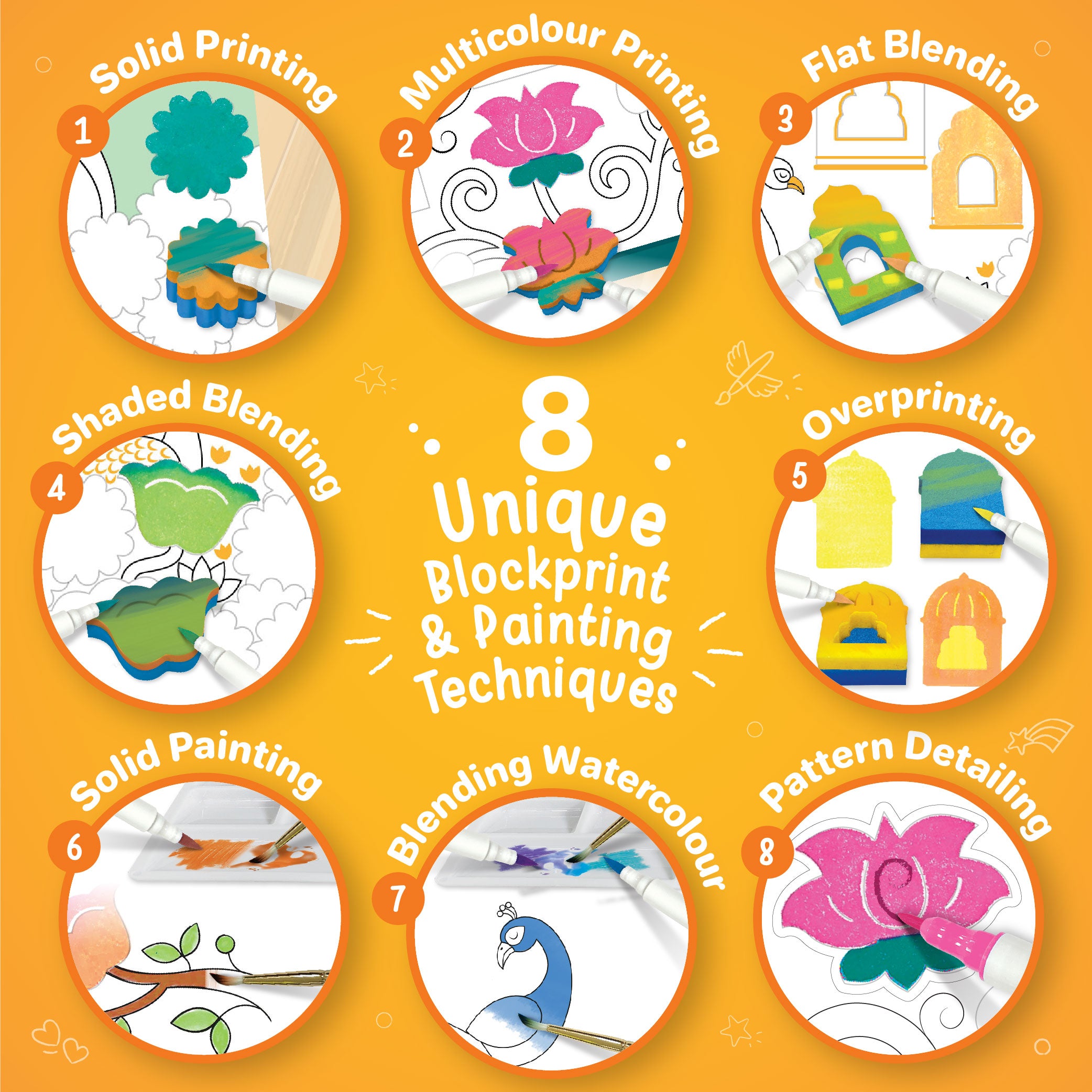 Imagimake DIY Pichwai Kit pictura 3 panze acuarela