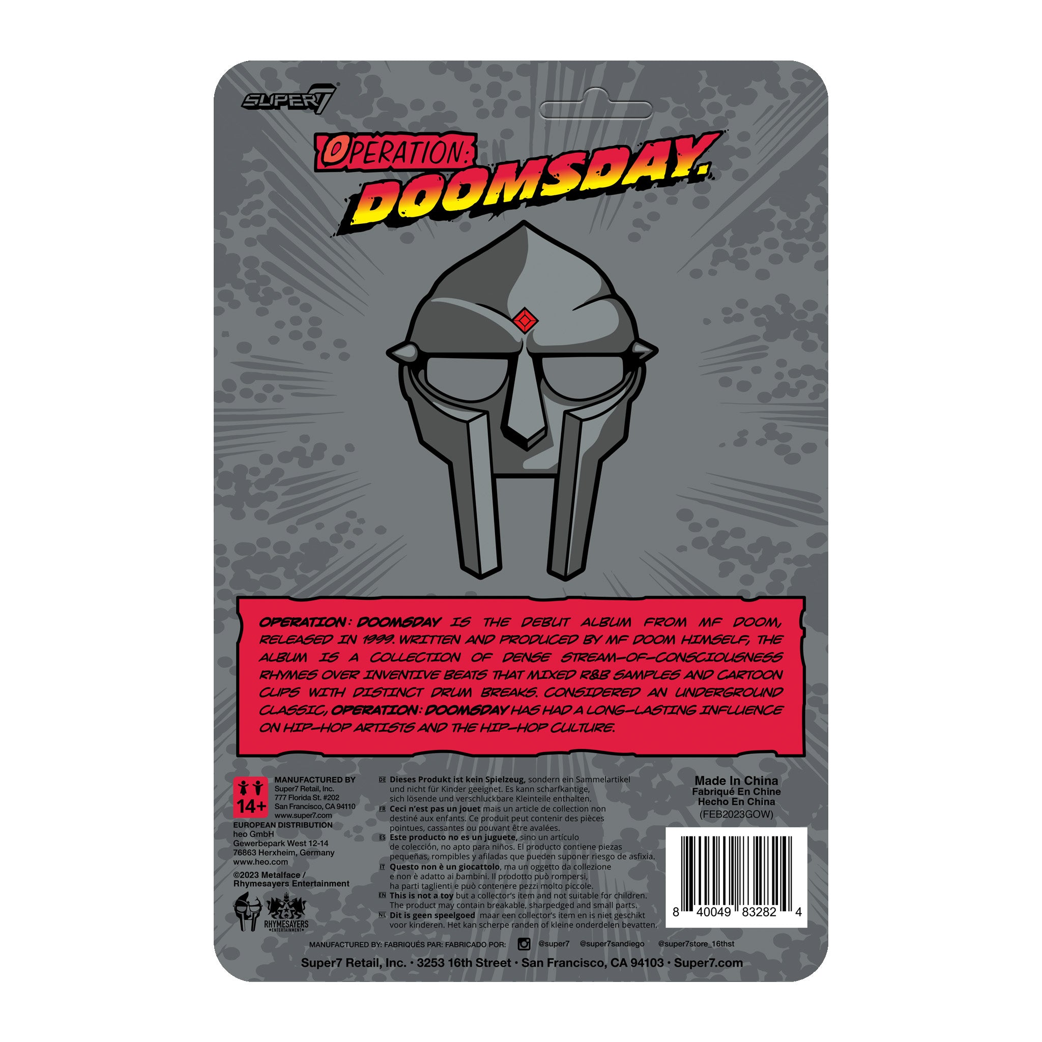 Super7 ReAction MF Doom figurina Operation Doomsday masca