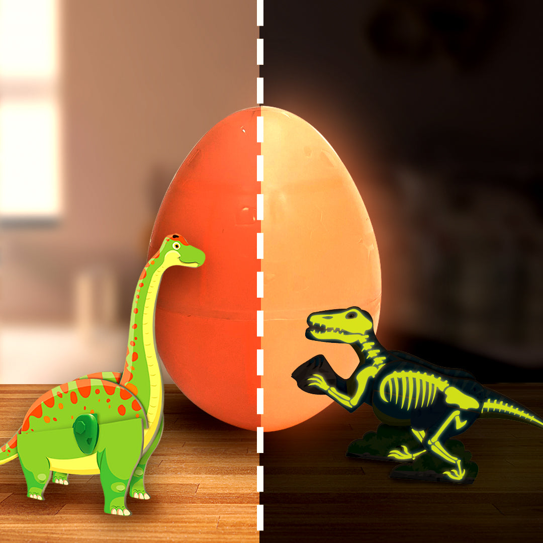 Imagimake Dinos Eggs set dinozauri 3 buc fosforescent