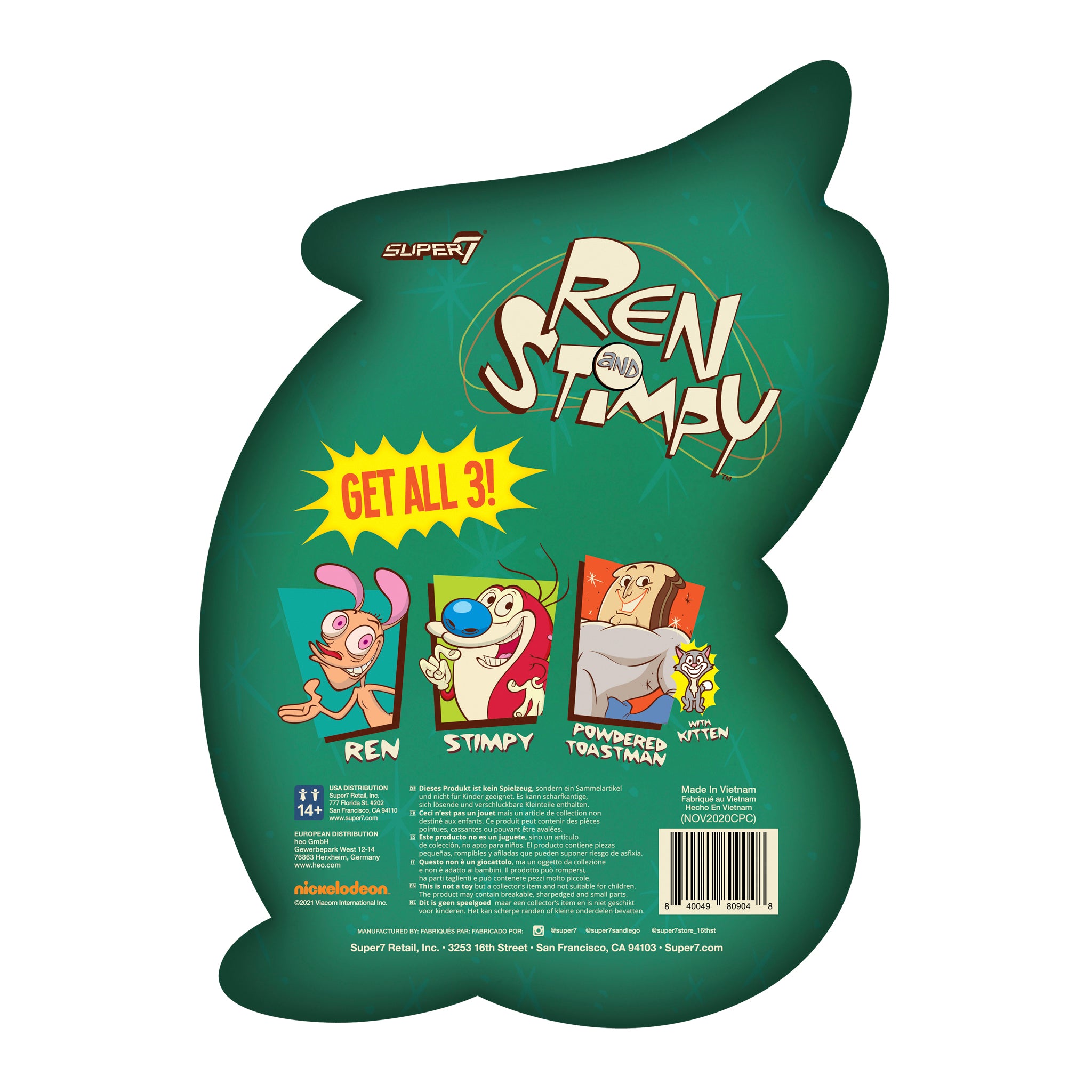 Super7 ReAction Ren Stimpy Stimpy figurina articulata