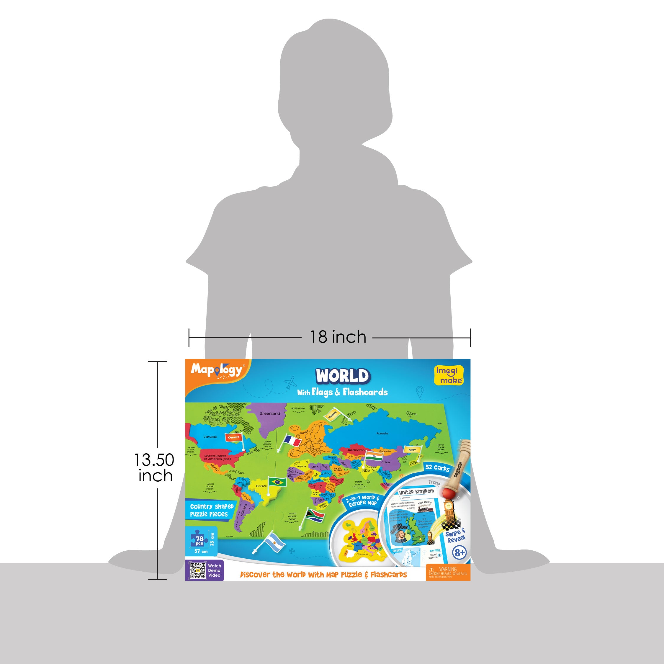 Imagimake Mapology World puzzle harta 78 piese steaguri