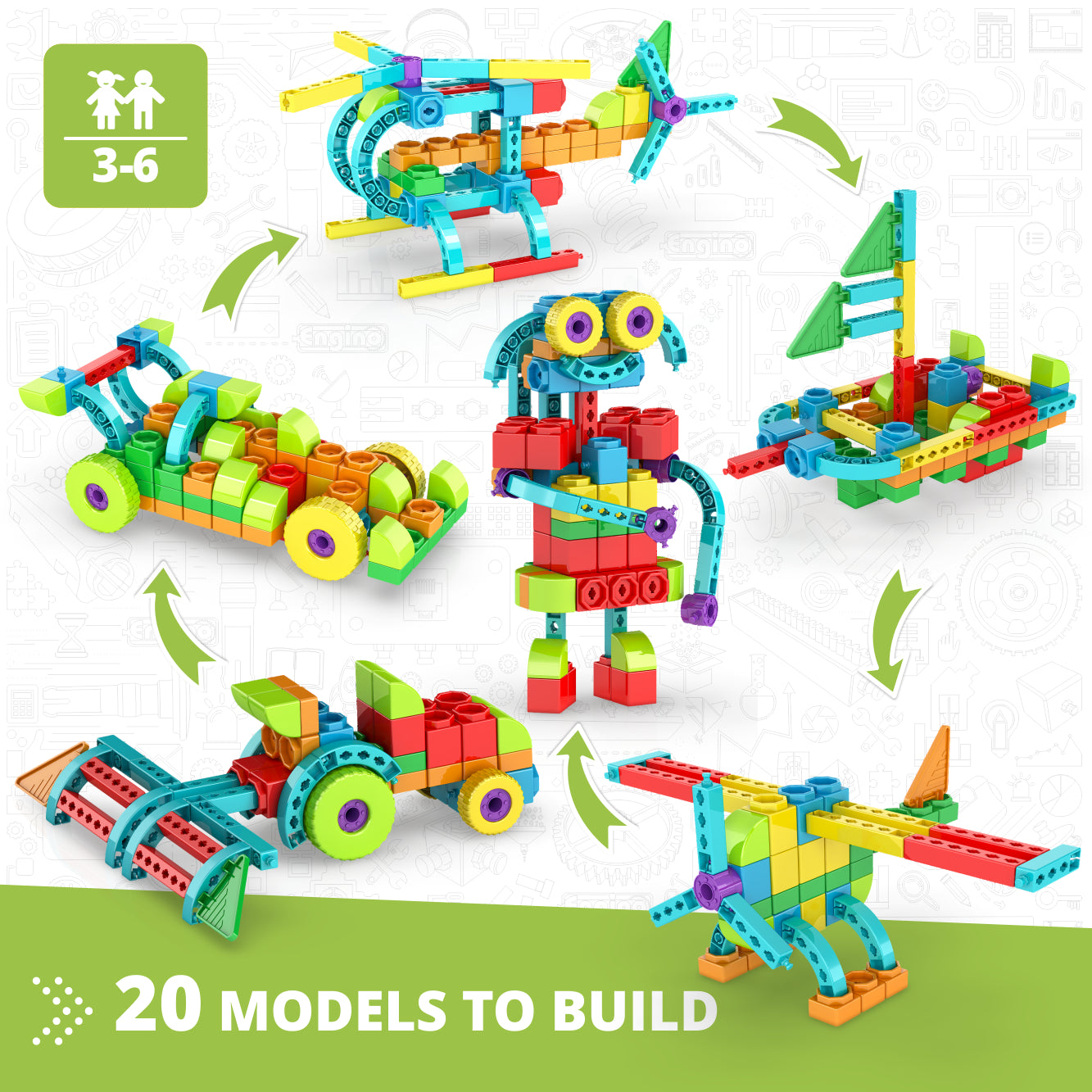 Engino Qboidz Starter set constructie 20 modele 3+