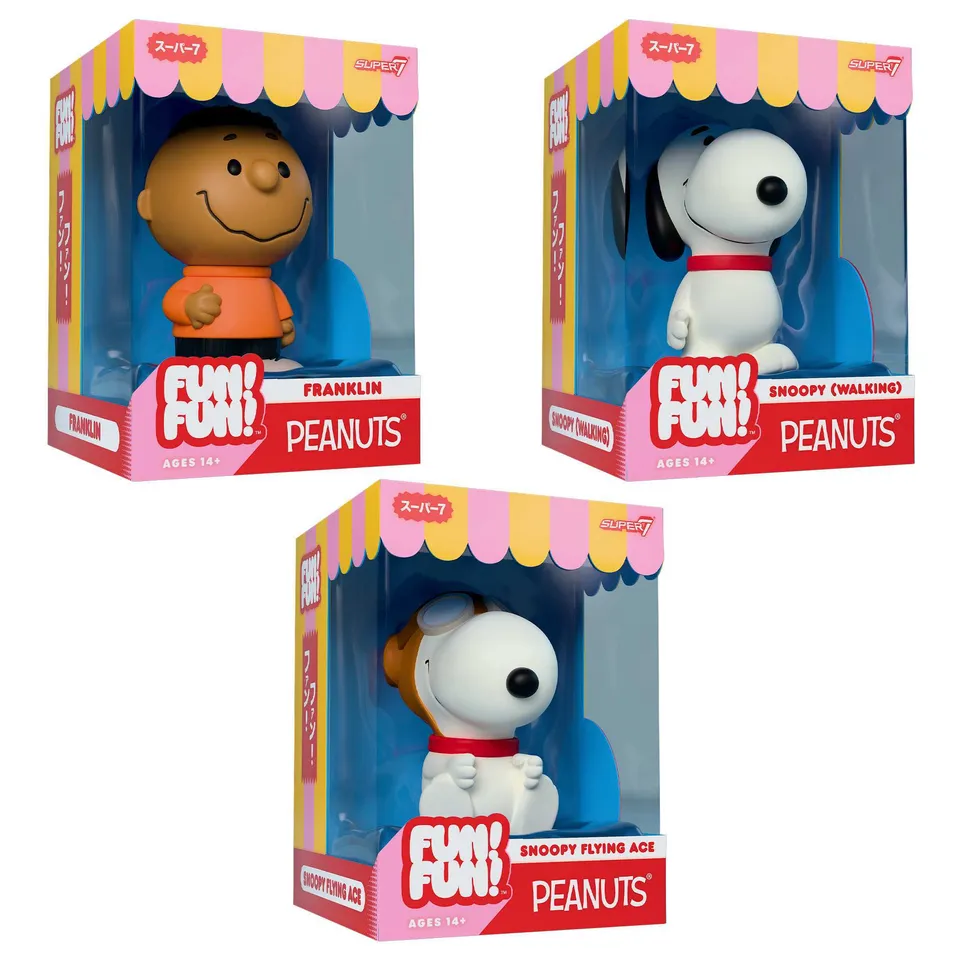 Super7 Fun Fun Peanuts set 3 figurine vinil Snoopy Franklin