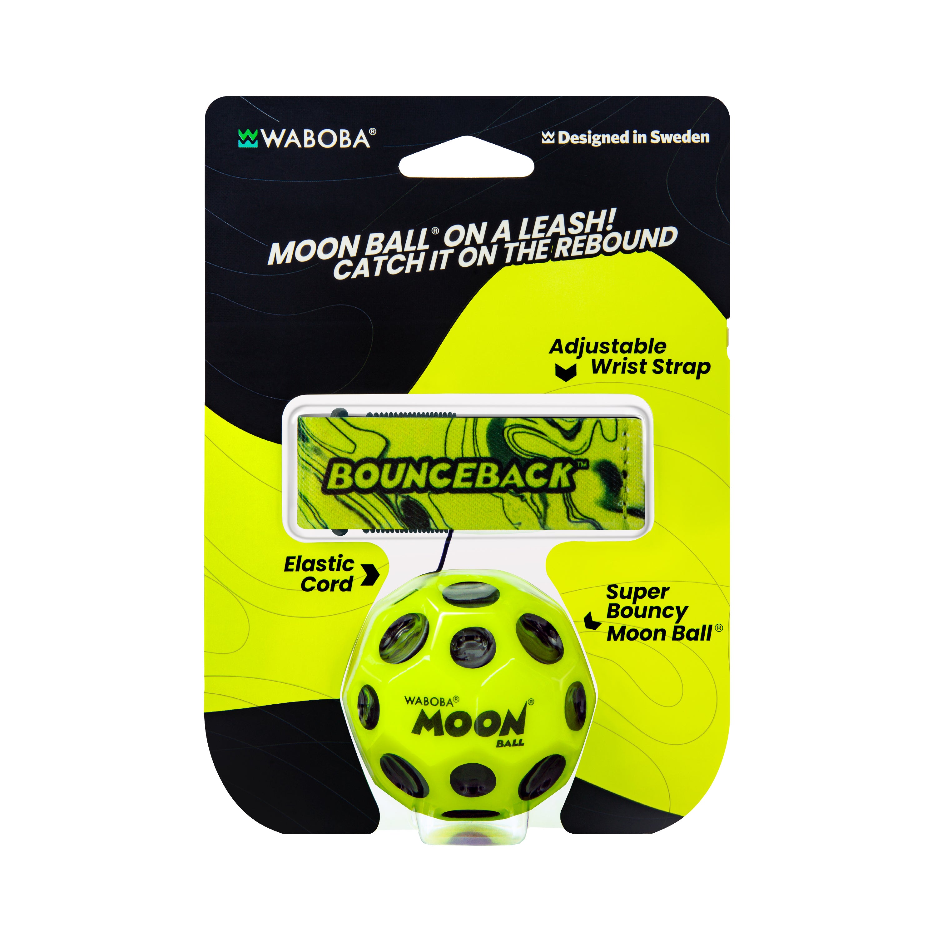Waboba Bounceback Moon Ball minge elastică albastru-negru